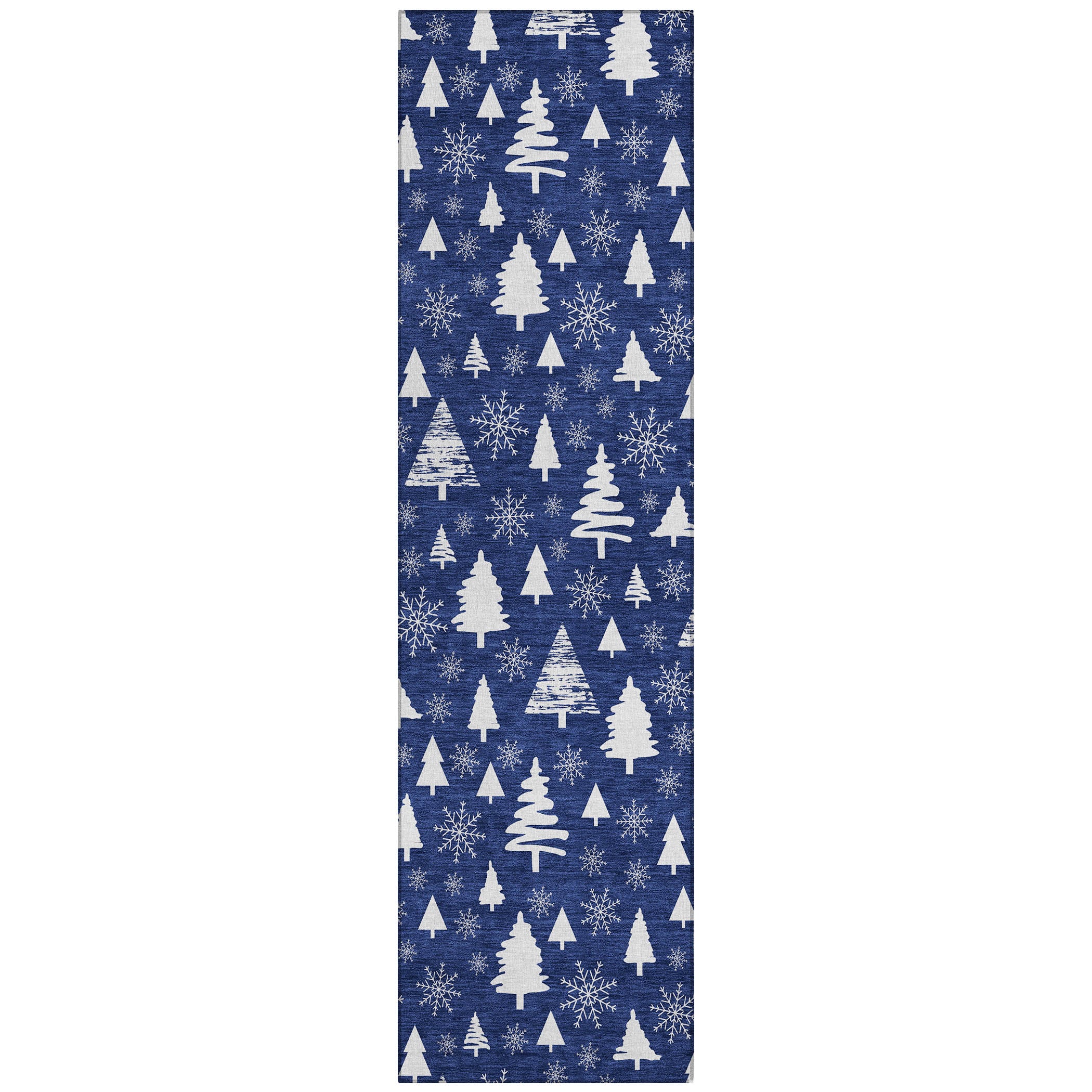Luxury Machine Washable Indoor/Outdoor Holiday WN23 Navy Blue Rug 2'3" x 7'6" #shape_Runner