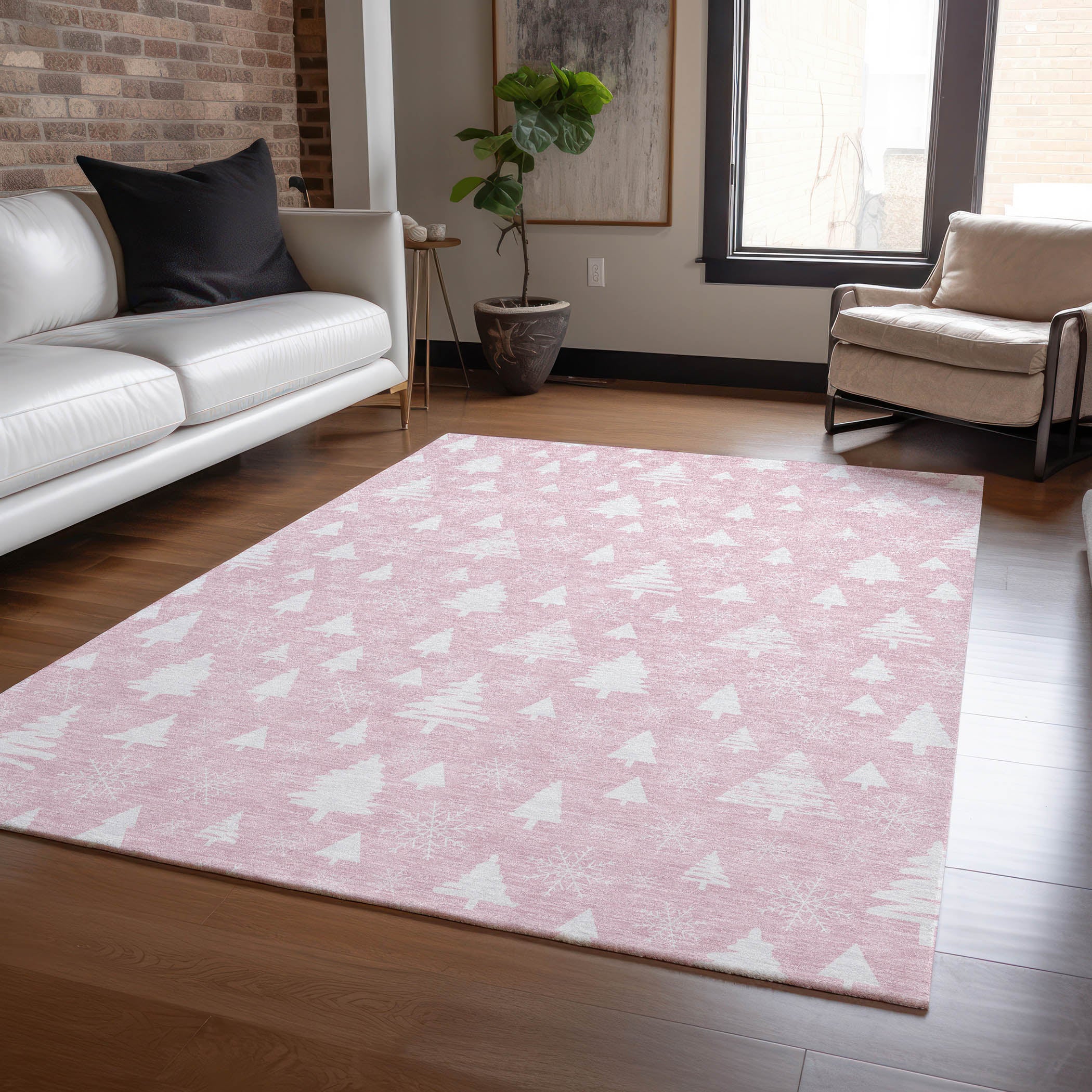 Luxury Machine Washable Indoor/Outdoor Holiday WN23 Pink Rug 2'6" x 3'10" #shape_Rectangle