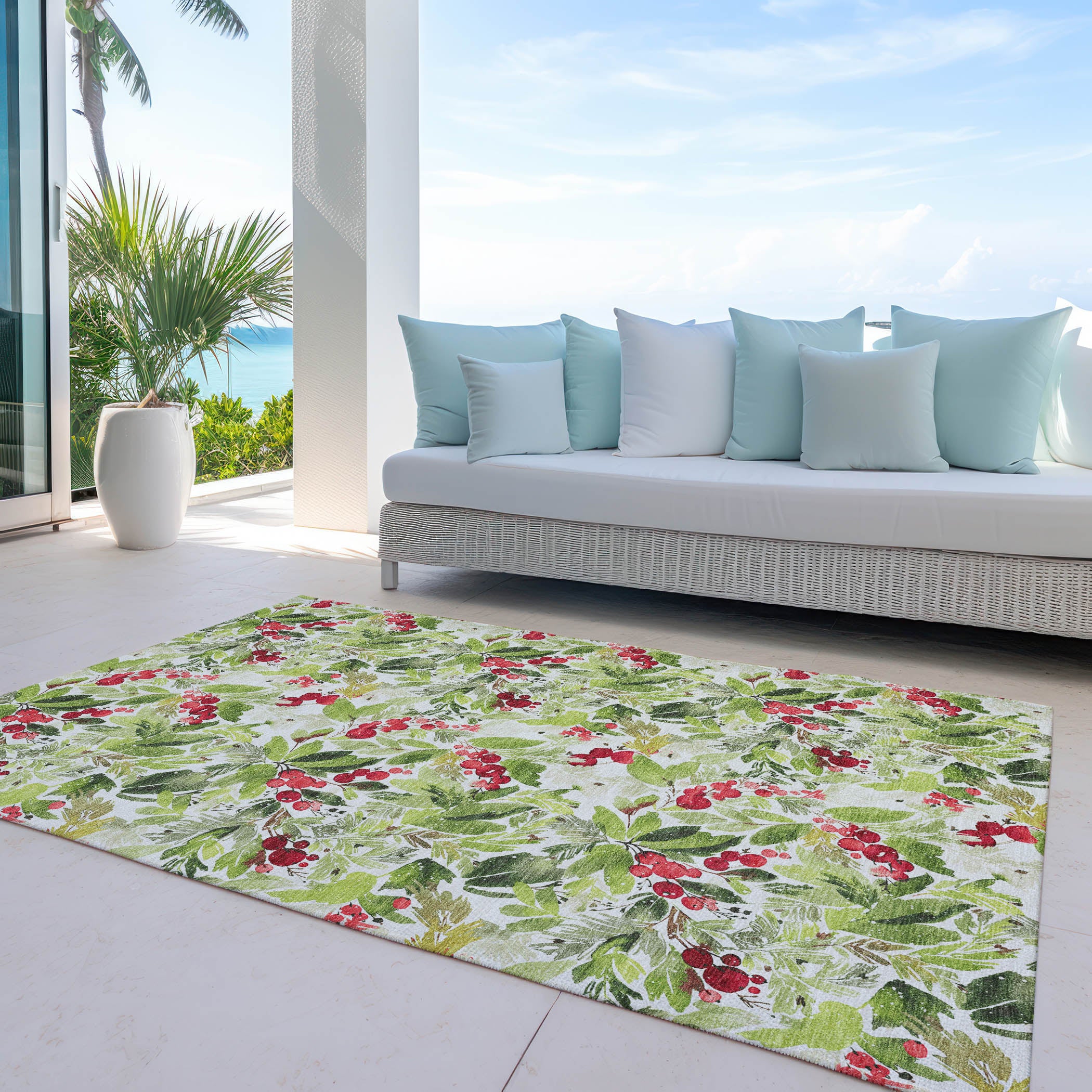 Luxury Machine Washable Indoor/Outdoor Holiday WN24 Aloe Green Rug 2'6" x 3'10" #shape_Rectangle
