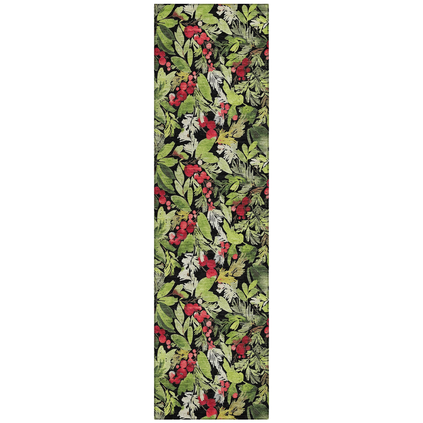 Luxury Machine Washable Indoor/Outdoor Holiday WN24 Black Rug 2'3" x 7'6" #shape_Runner