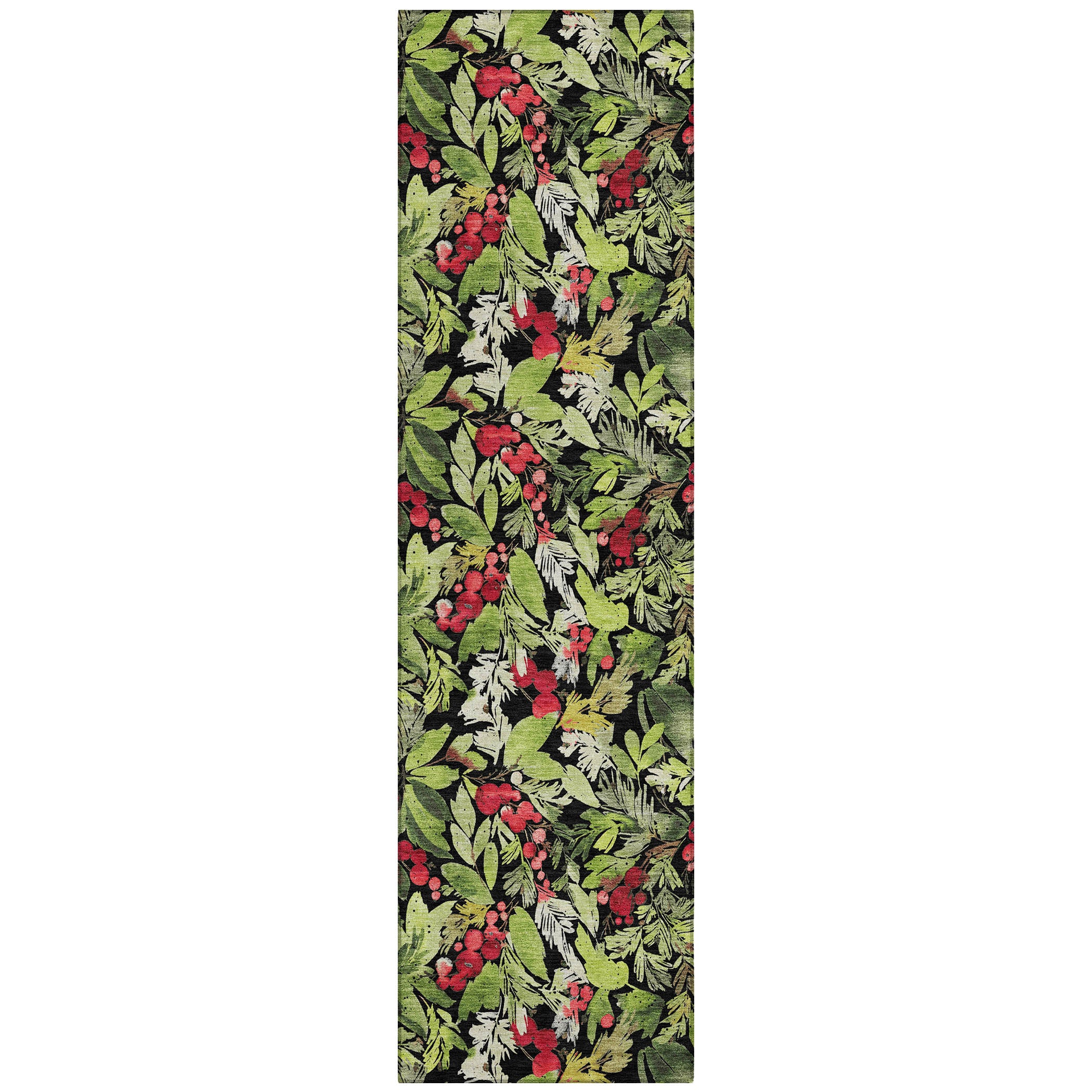 Luxury Machine Washable Indoor/Outdoor Holiday WN24 Black Rug 2'3" x 7'6" #shape_Runner