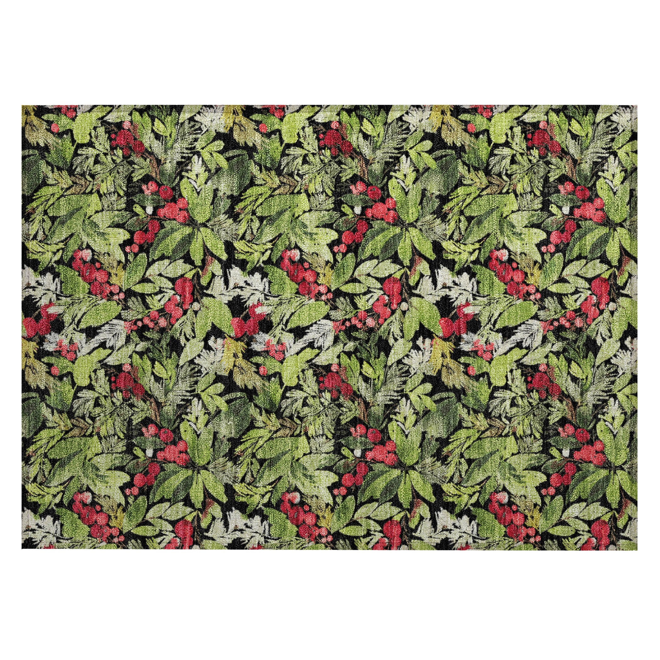 Luxury Machine Washable Indoor/Outdoor Holiday WN24 Black Rug 1'8" x 2'6" #shape_Rectangle