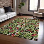 Luxury Machine Washable Indoor/Outdoor Holiday WN24 Black Rug 2'6" x 3'10" #shape_Rectangle
