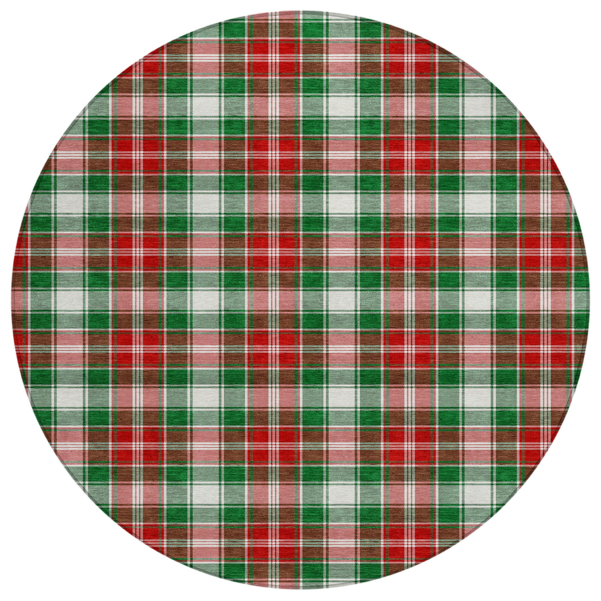 Luxury Machine Washable Indoor/Outdoor Holiday WN25 Emerald Green Rug 8' x 8' #shape_Round