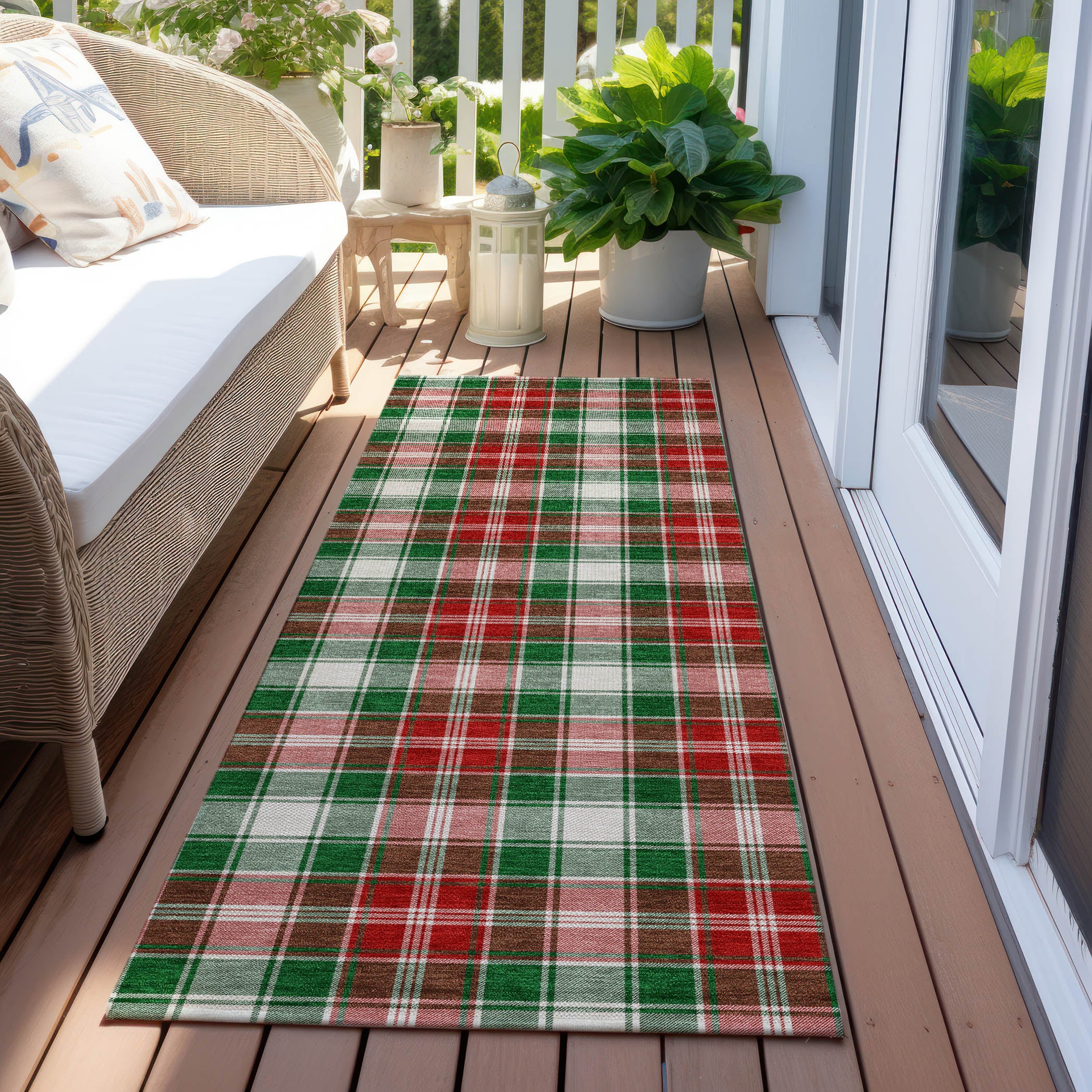 Luxury Machine Washable Indoor/Outdoor Holiday WN25 Emerald Green Rug 2'3" x 7'6" #shape_Runner