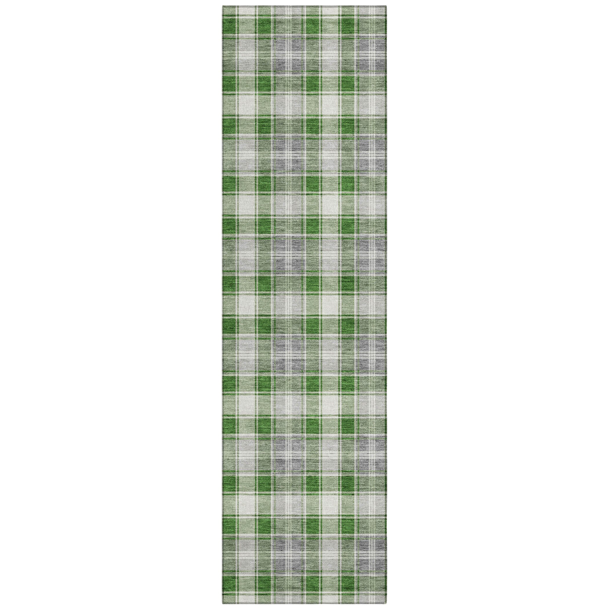 Luxury Machine Washable Indoor/Outdoor Holiday WN25 Green Rug 2'3" x 7'6" #shape_Runner