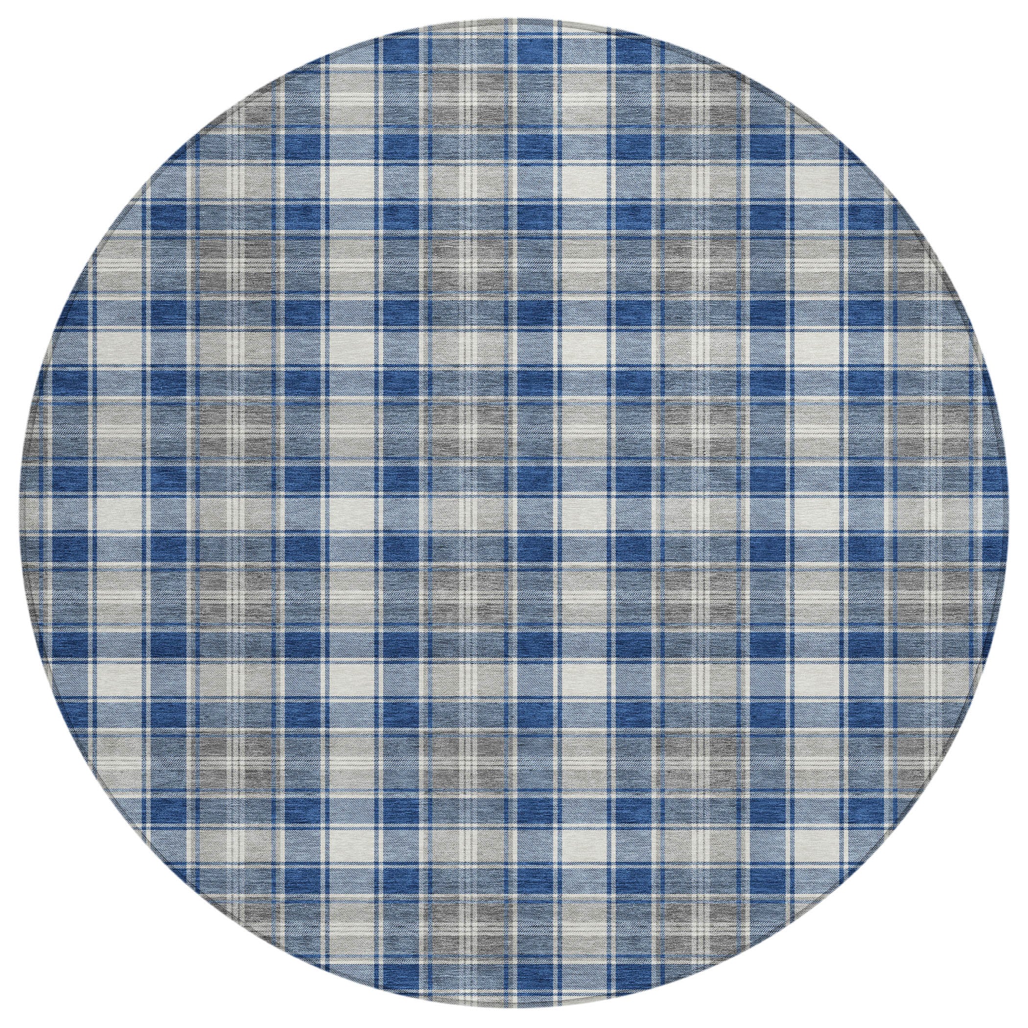 Luxury Machine Washable Indoor/Outdoor Holiday WN25 Navy Blue Rug 8' x 8' #shape_Round