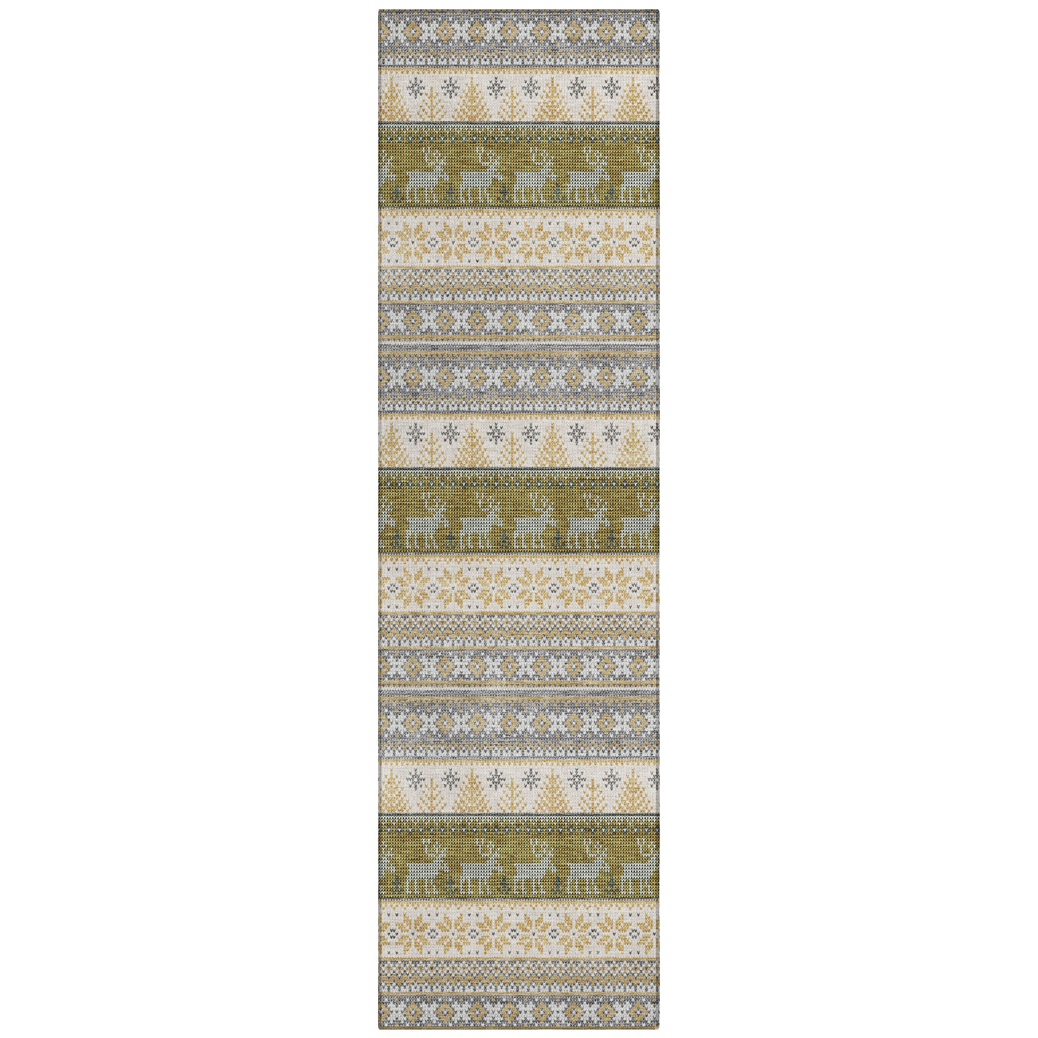 Luxury Machine Washable Indoor/Outdoor Holiday WN26 Gray Rug 2'3" x 7'6" #shape_Runner