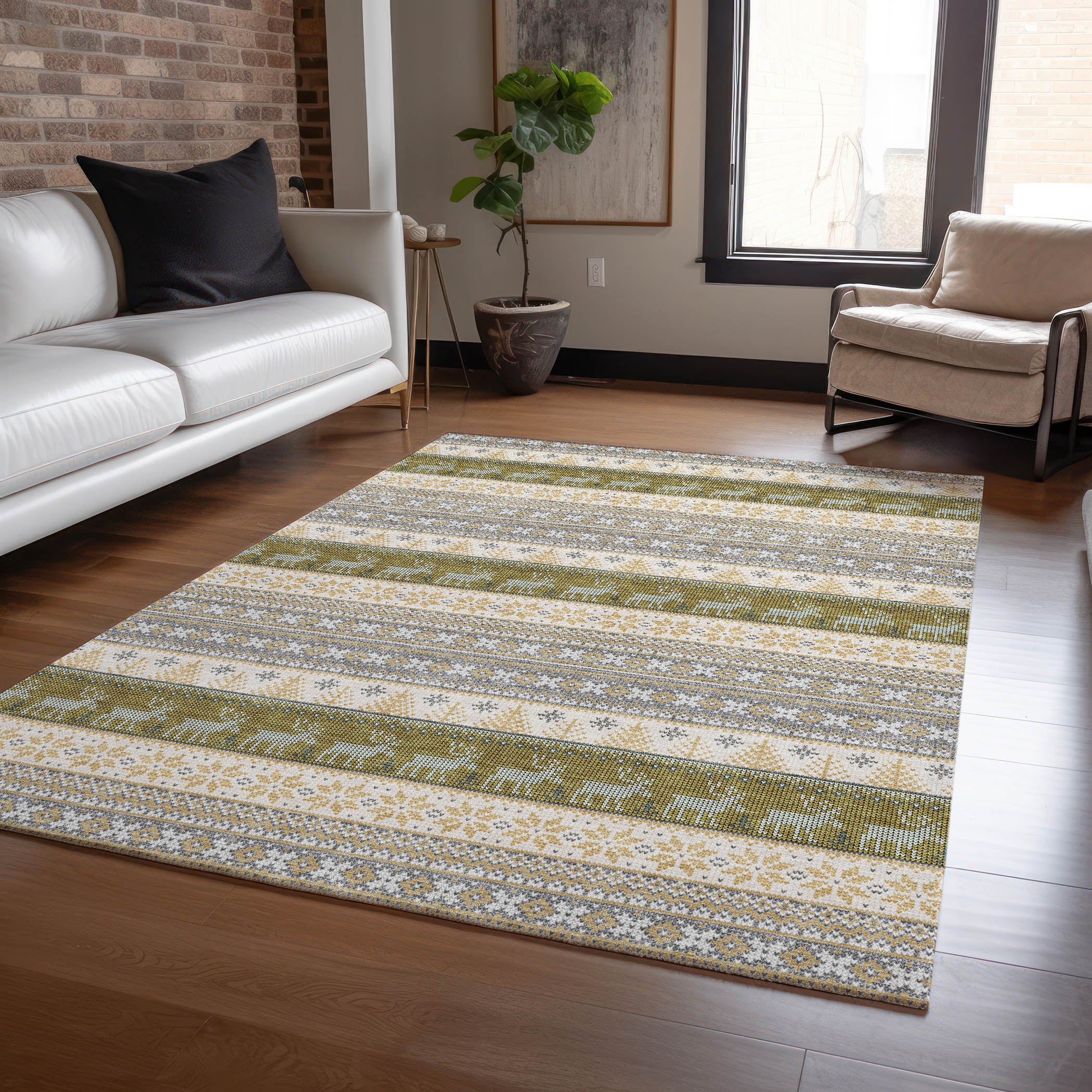 Luxury Machine Washable Indoor/Outdoor Holiday WN26 Gray Rug 2'6" x 3'10" #shape_Rectangle