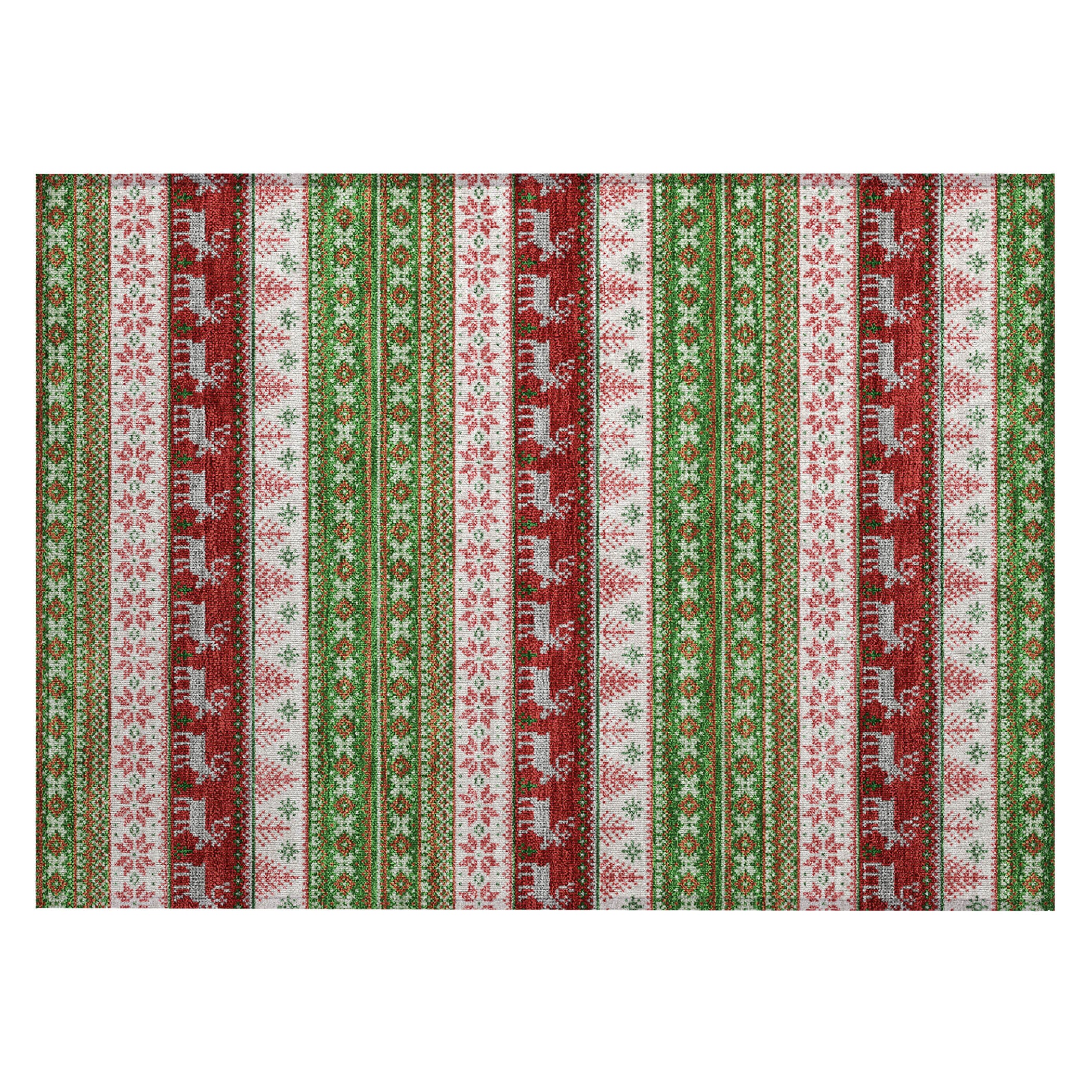 Luxury Machine Washable Indoor/Outdoor Holiday WN26 Green Rug 1'8" x 2'6" #shape_Rectangle