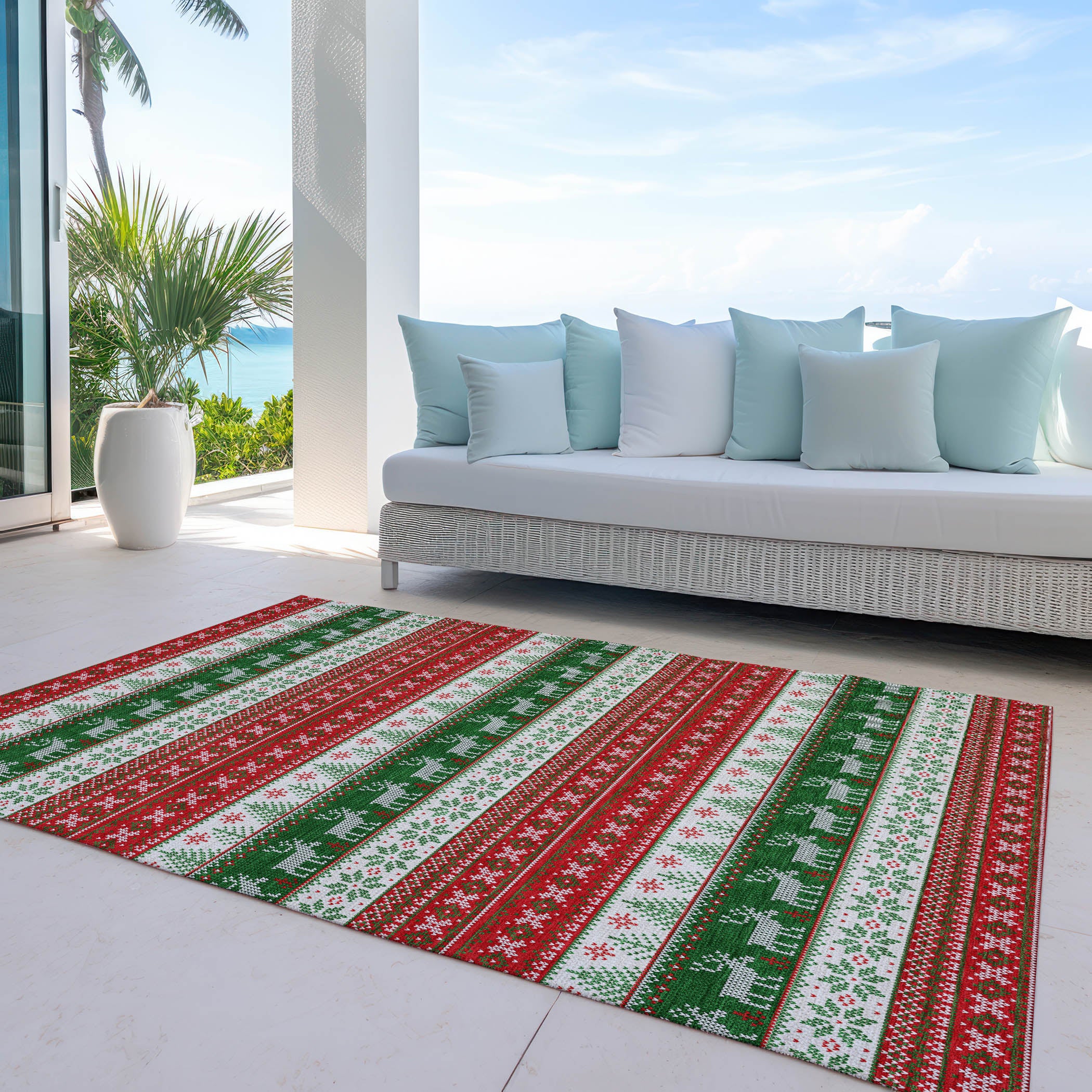 Luxury Machine Washable Indoor/Outdoor Holiday WN26 Red Rug 2'6" x 3'10" #shape_Rectangle
