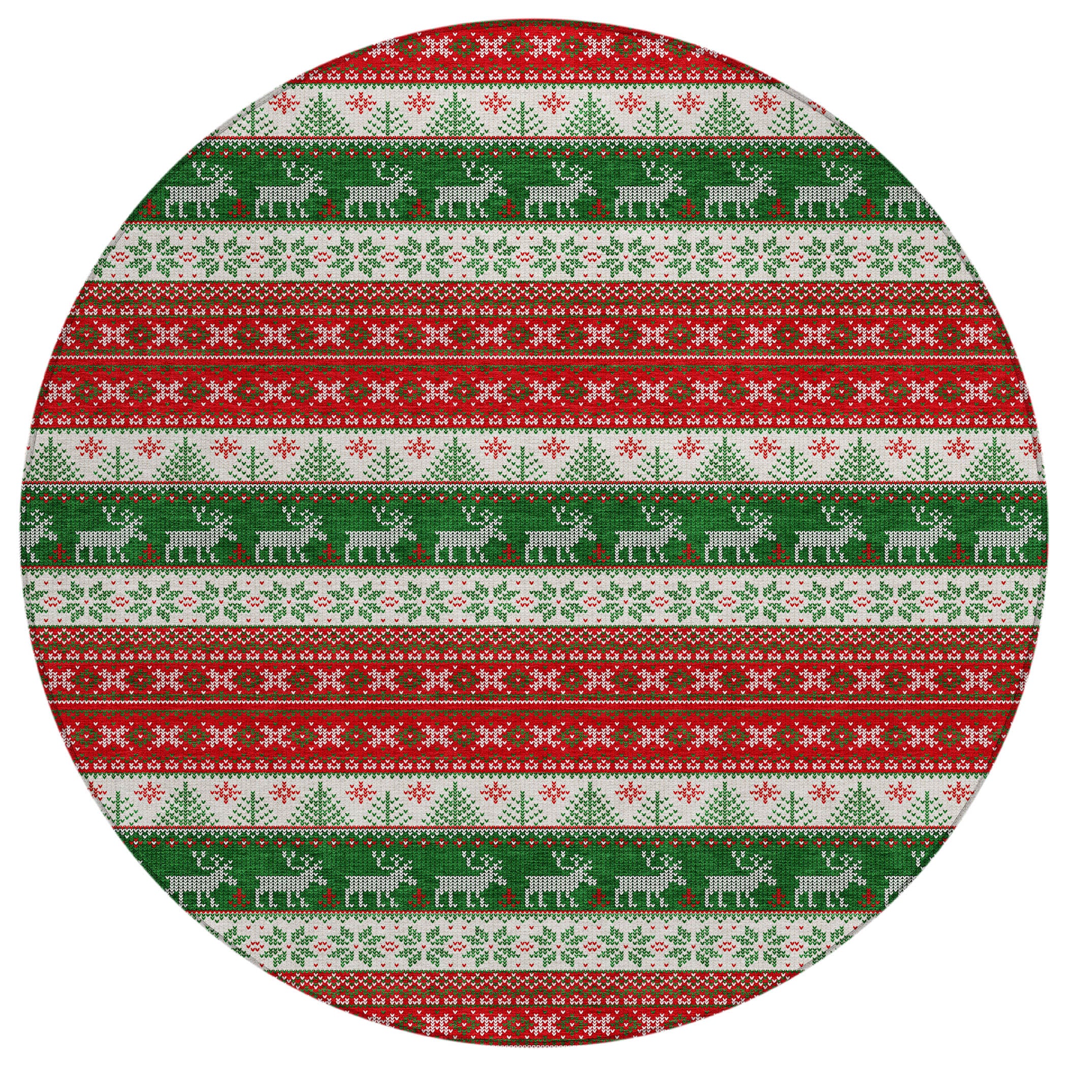 Luxury Machine Washable Indoor/Outdoor Holiday WN26 Red Rug 8' x 8' #shape_Round