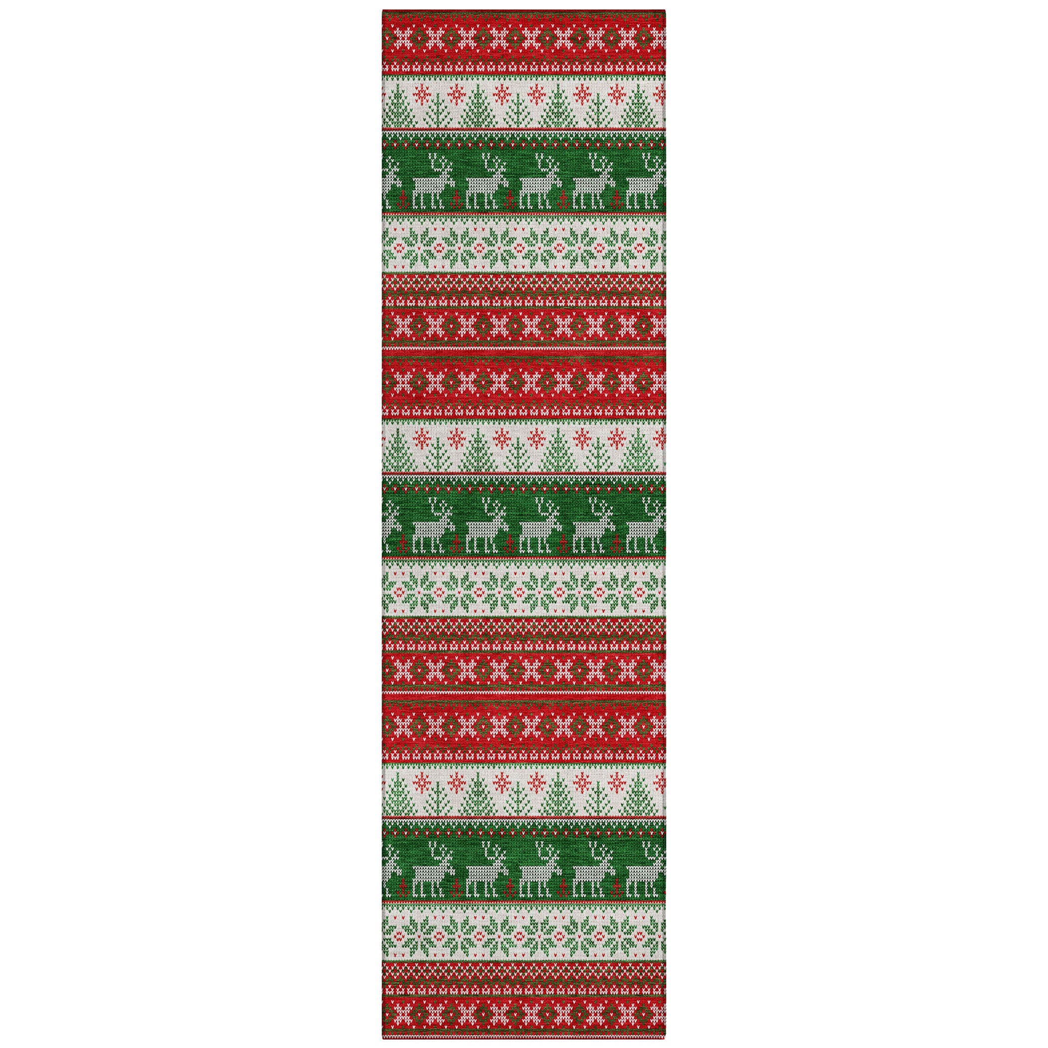 Luxury Machine Washable Indoor/Outdoor Holiday WN26 Red Rug 2'3" x 7'6" #shape_Runner