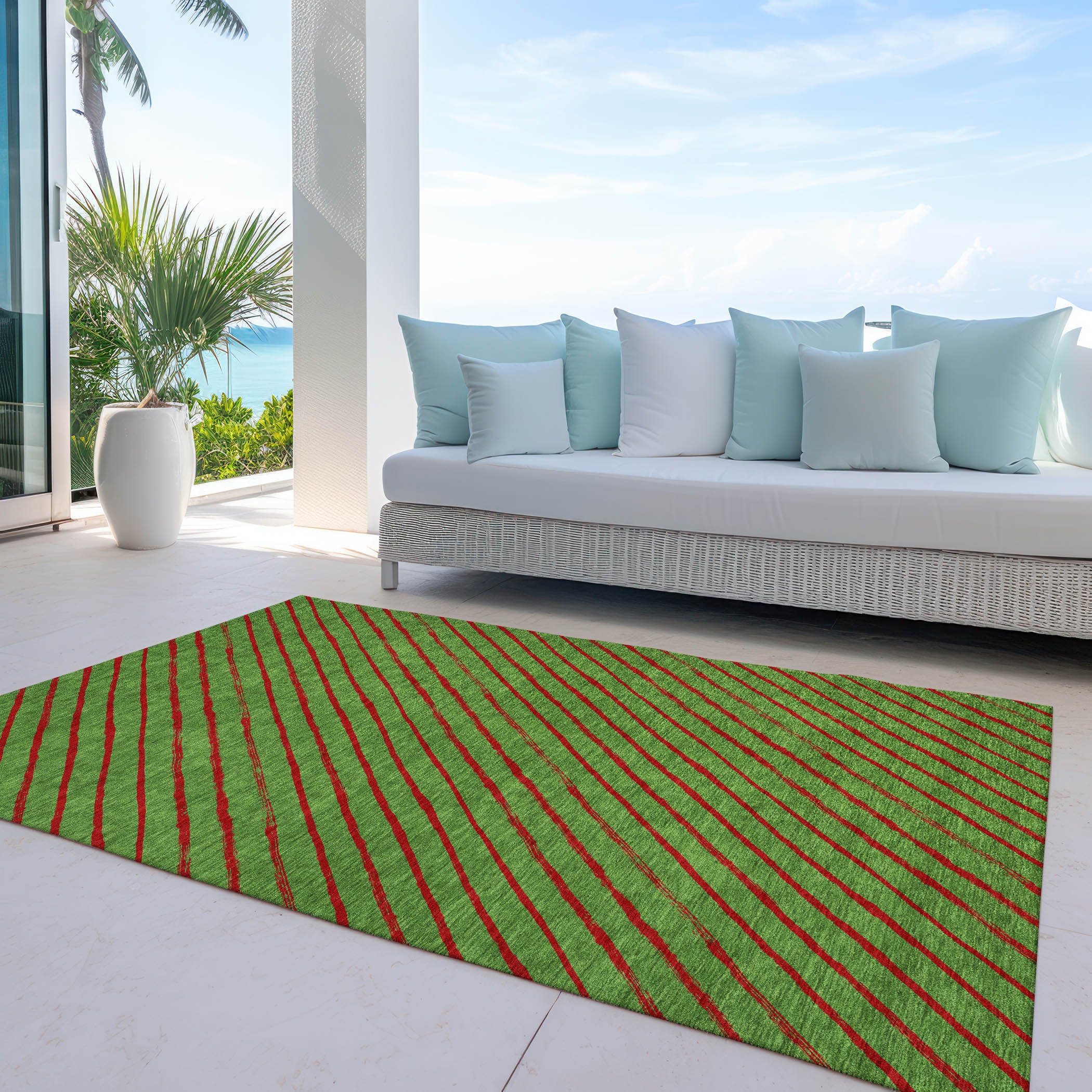 Luxury Machine Washable Indoor/Outdoor Holiday WN27 Fern Green Rug 2'6" x 3'10" #shape_Rectangle