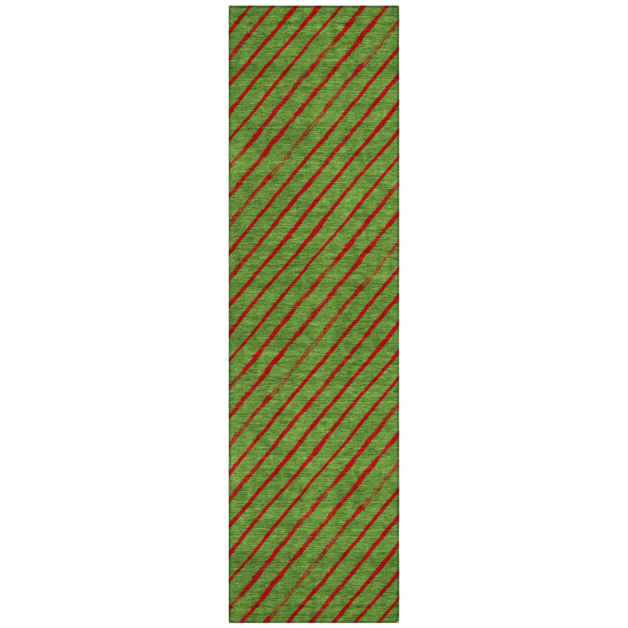 Luxury Machine Washable Indoor/Outdoor Holiday WN27 Fern Green Rug 2'3" x 7'6" #shape_Runner