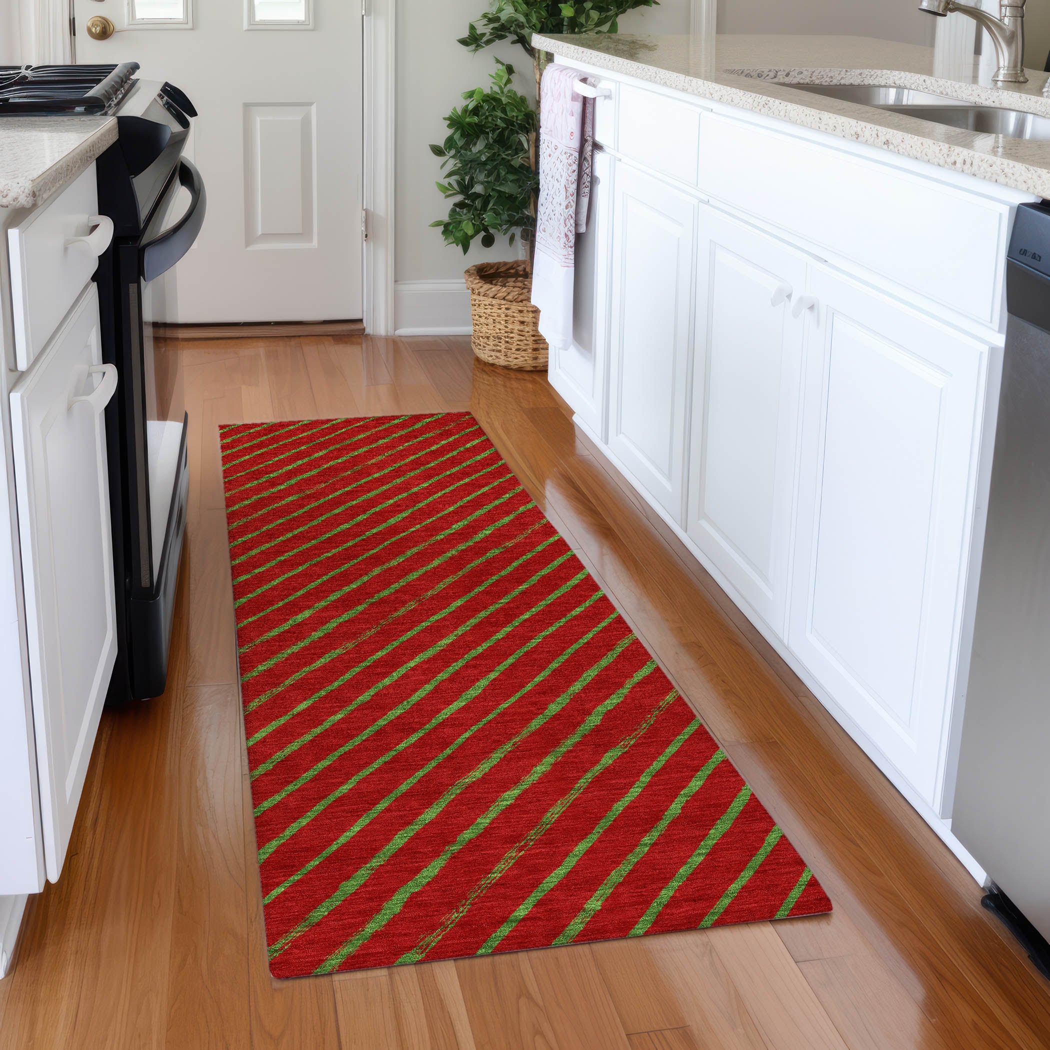 Luxury Machine Washable Indoor/Outdoor Holiday WN27 Merlot Red Rug 2'3" x 7'6" #shape_Runner