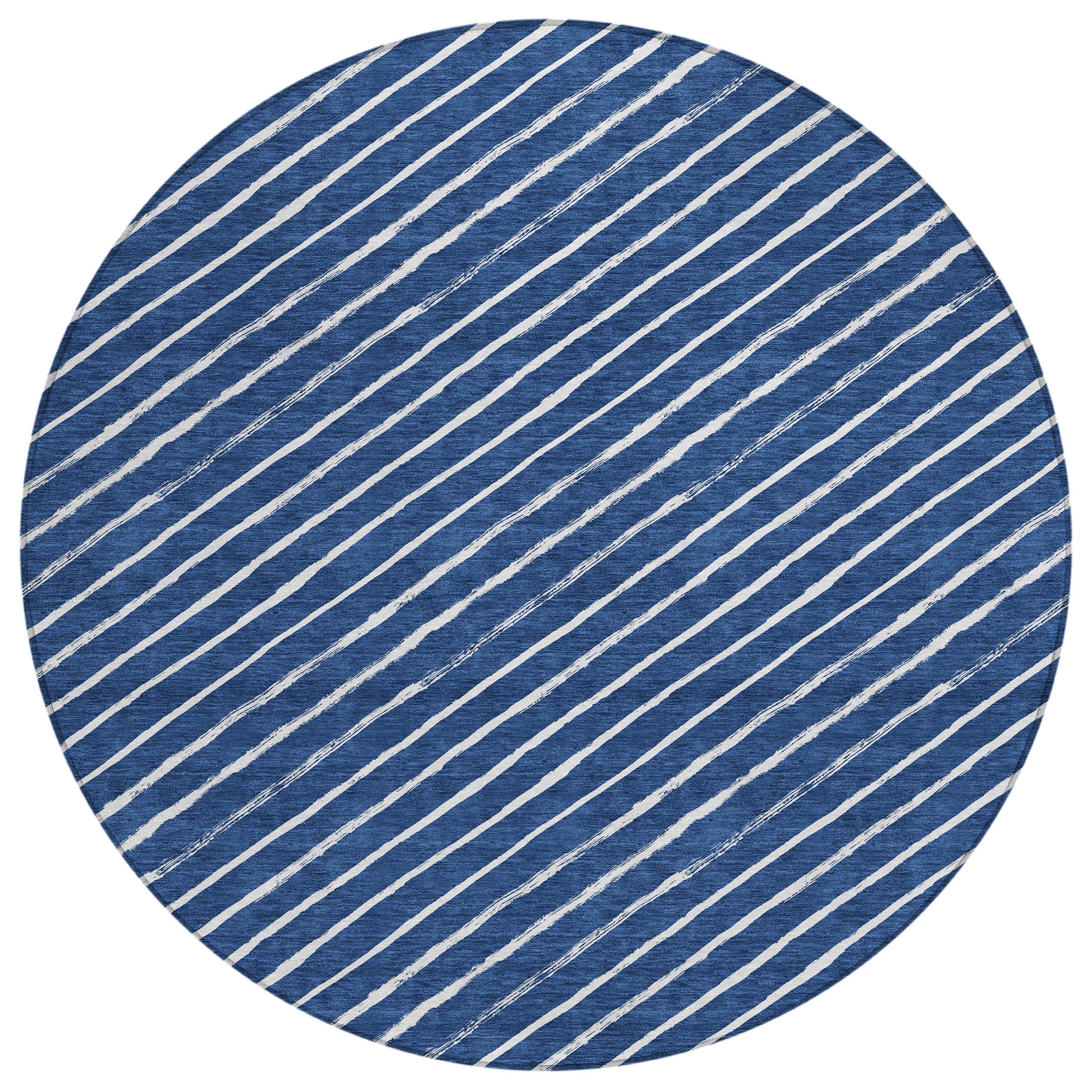 Luxury Machine Washable Indoor/Outdoor Holiday WN27 Navy Blue Rug 8' x 8' #shape_Round