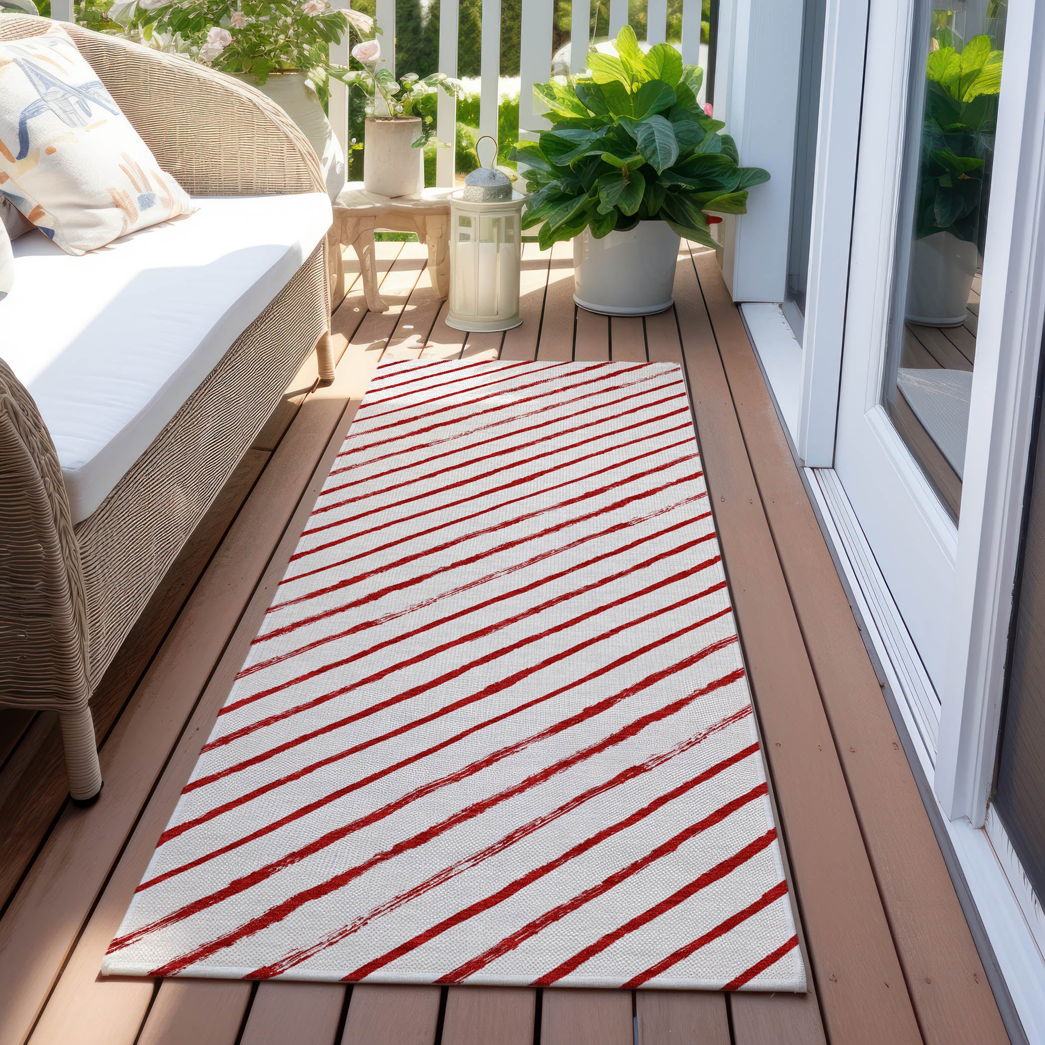 Luxury Machine Washable Indoor/Outdoor Holiday WN27 Red Rug 2'3" x 7'6" #shape_Runner