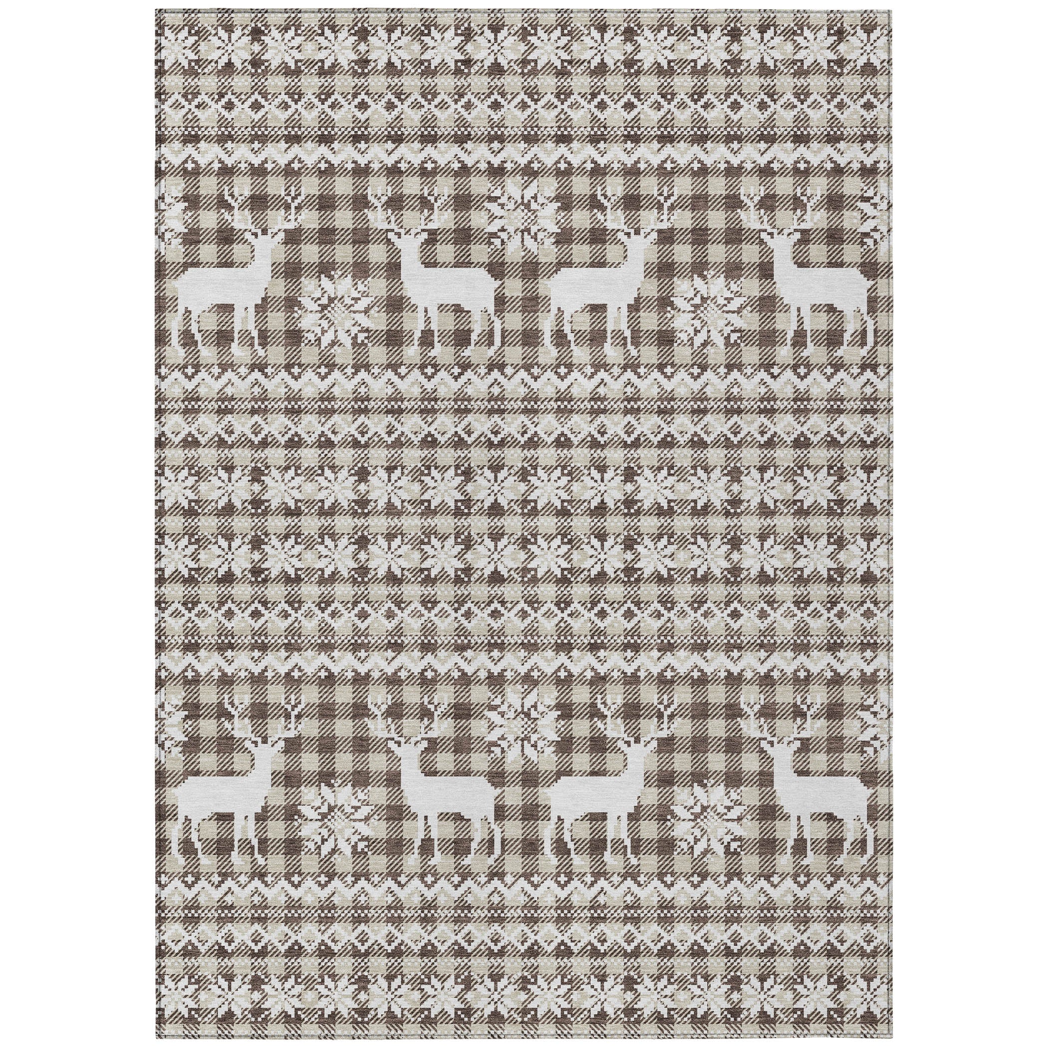 Luxury Machine Washable Indoor/Outdoor Holiday WN28 Brown Rug 2'6" x 3'10" #shape_Rectangle