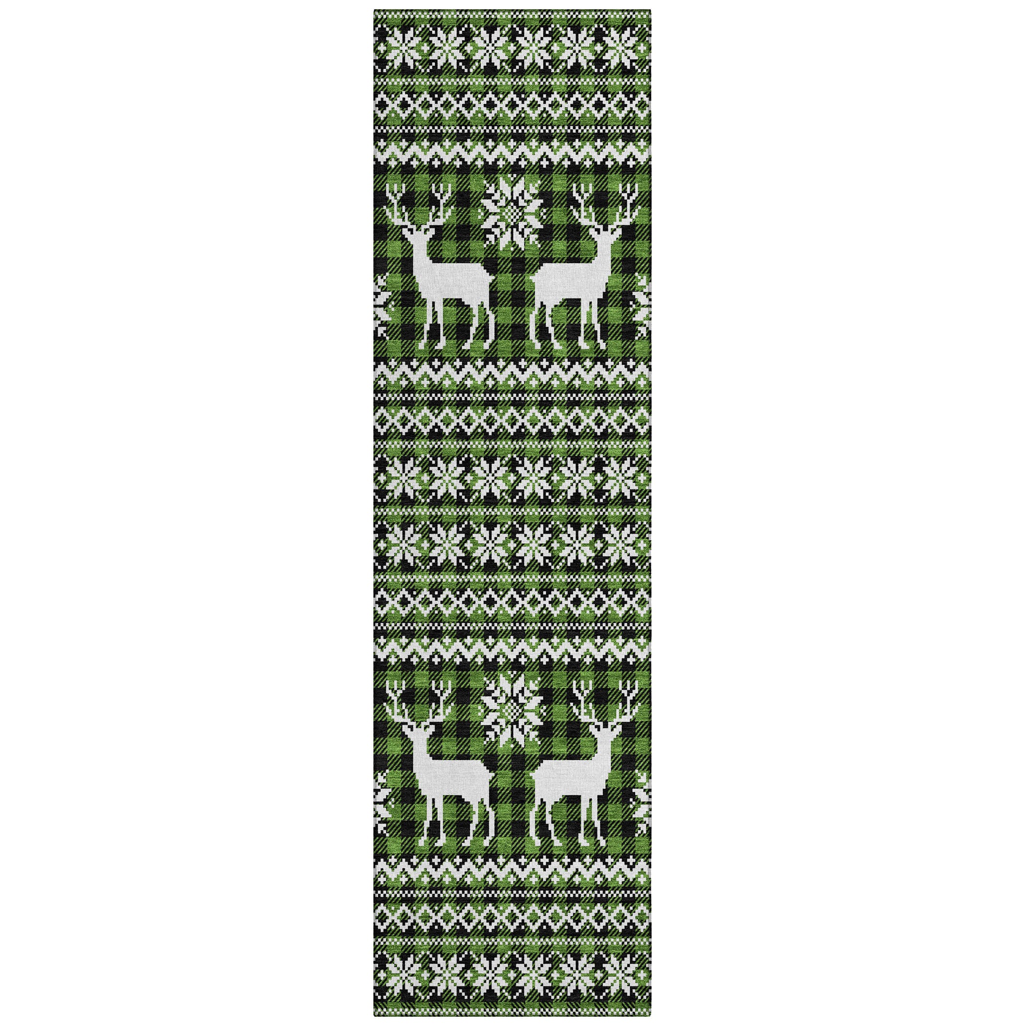 Luxury Machine Washable Indoor/Outdoor Holiday WN28 Cactus Green Rug 2'3" x 7'6" #shape_Runner