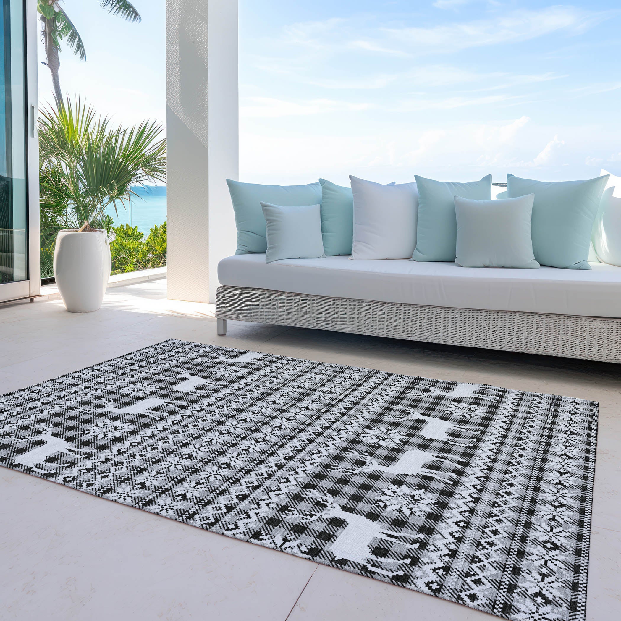 Luxury Machine Washable Indoor/Outdoor Holiday WN28 Gray Rug 2'6" x 3'10" #shape_Rectangle