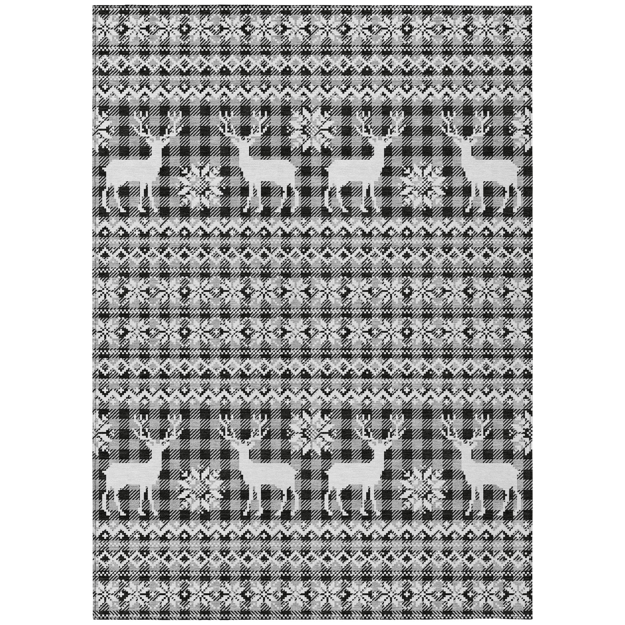 Luxury Machine Washable Indoor/Outdoor Holiday WN28 Gray Rug 2'6" x 3'10" #shape_Rectangle