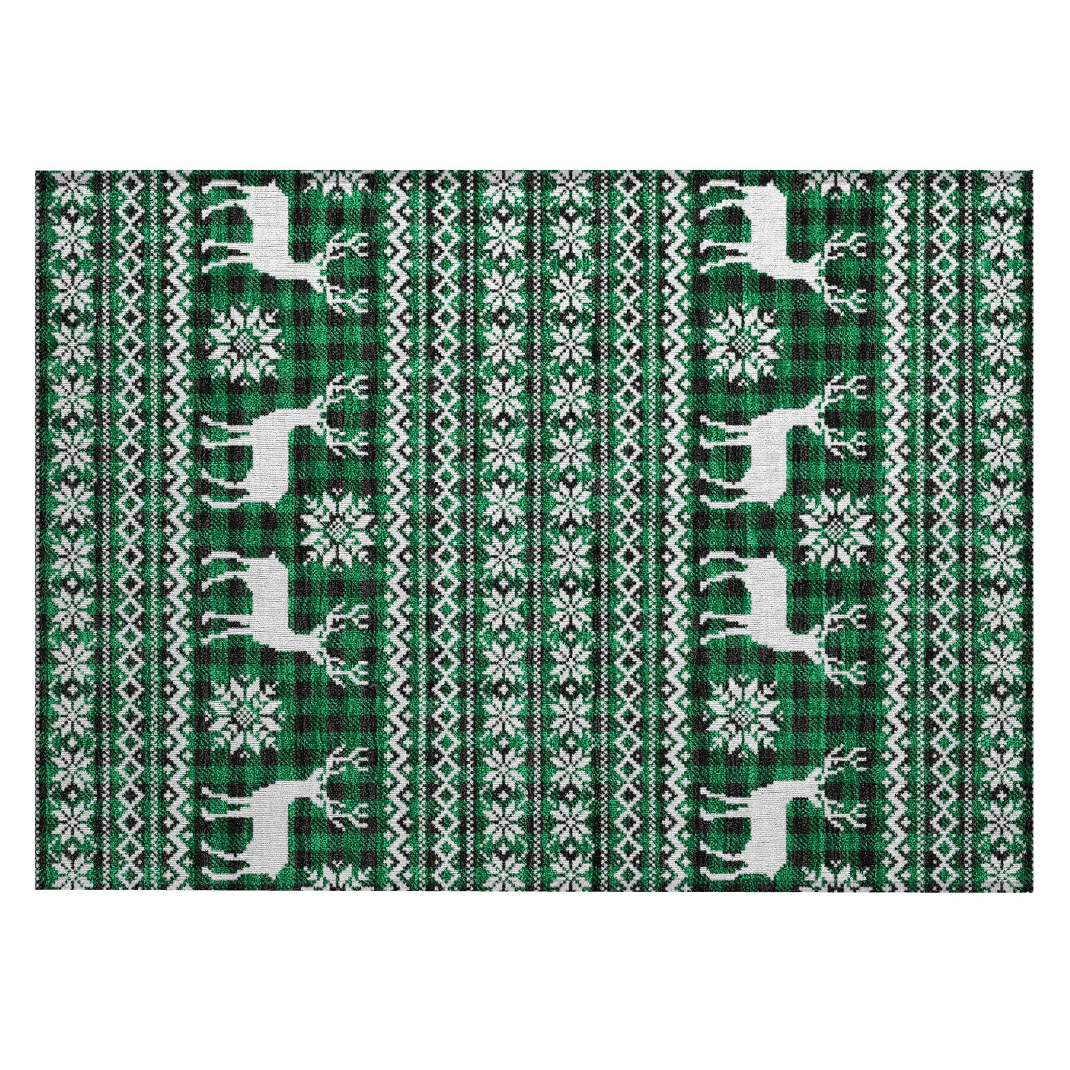 Luxury Machine Washable Indoor/Outdoor Holiday WN28 Green Rug 1'8" x 2'6" #shape_Rectangle