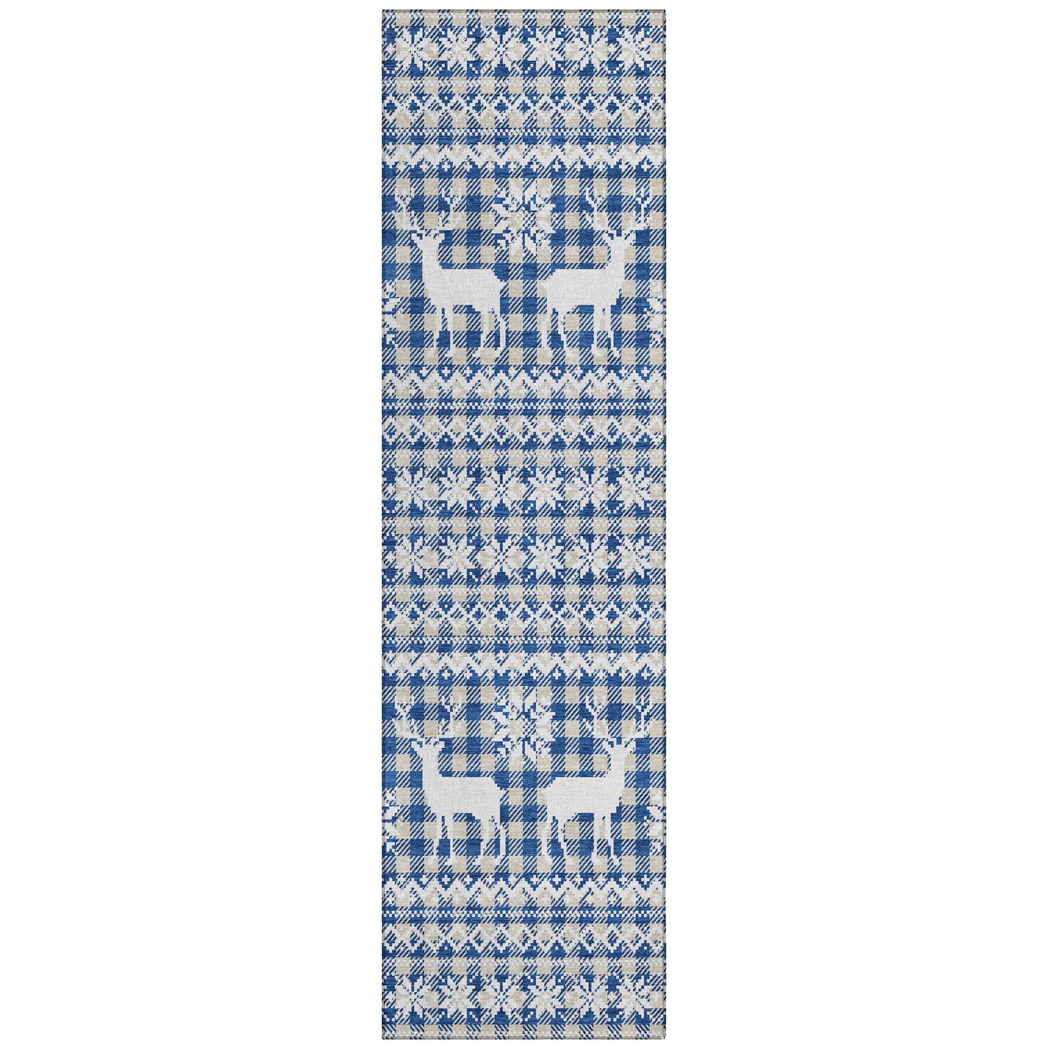 Luxury Machine Washable Indoor/Outdoor Holiday WN28 Navy Blue Rug 2'3" x 7'6" #shape_Runner