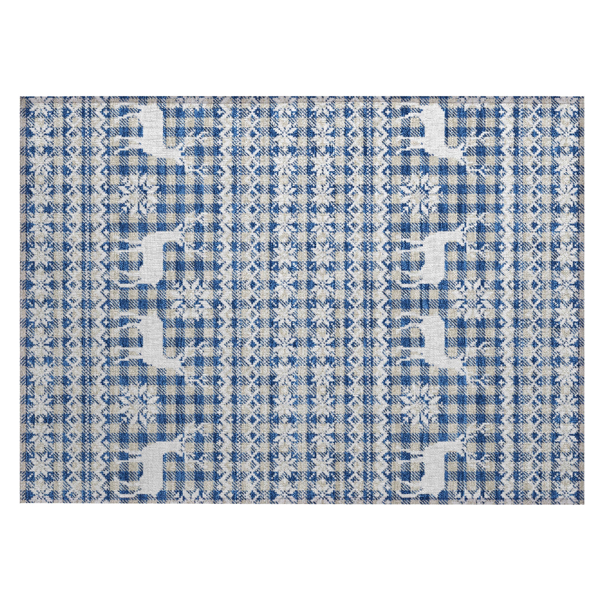 Luxury Machine Washable Indoor/Outdoor Holiday WN28 Navy Blue Rug 1'8" x 2'6" #shape_Rectangle