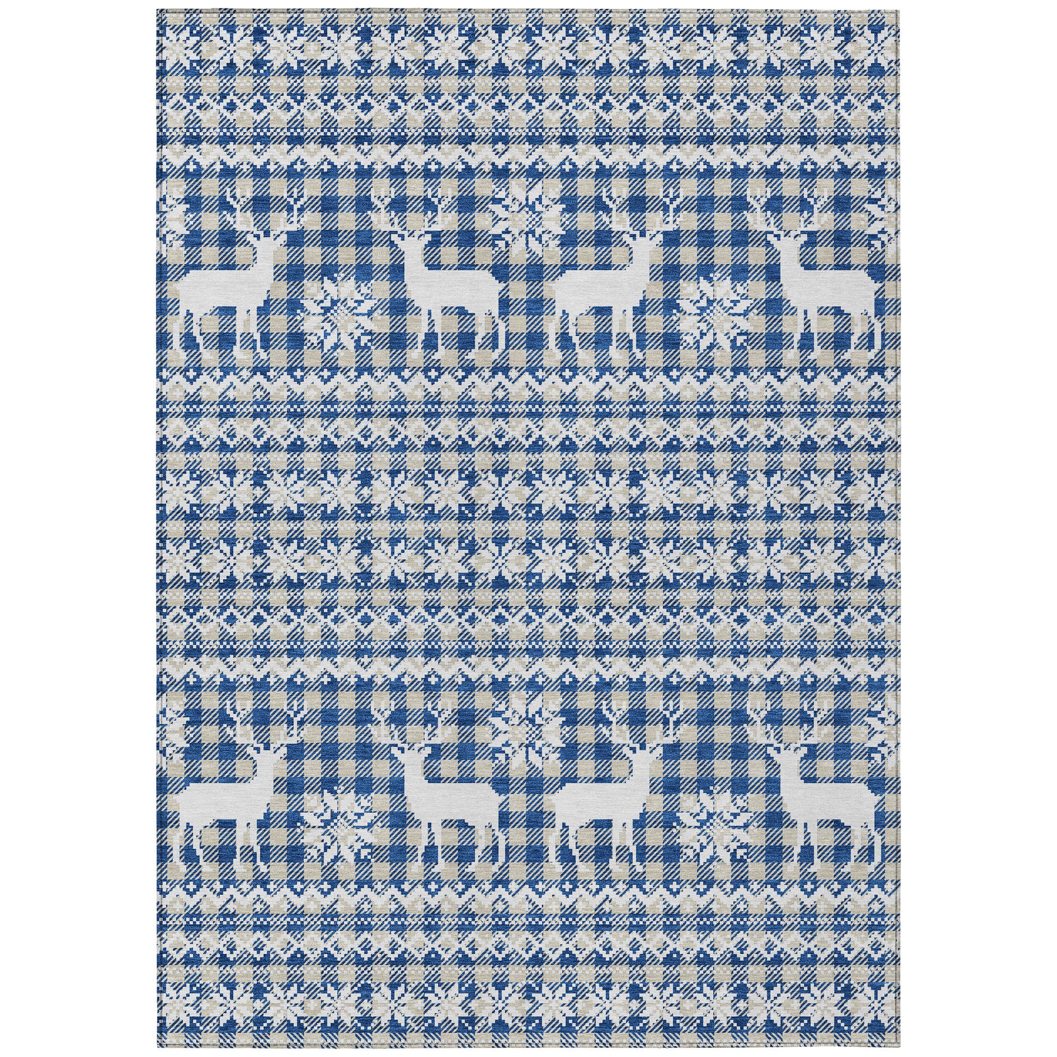 Luxury Machine Washable Indoor/Outdoor Holiday WN28 Navy Blue Rug 2'6" x 3'10" #shape_Rectangle
