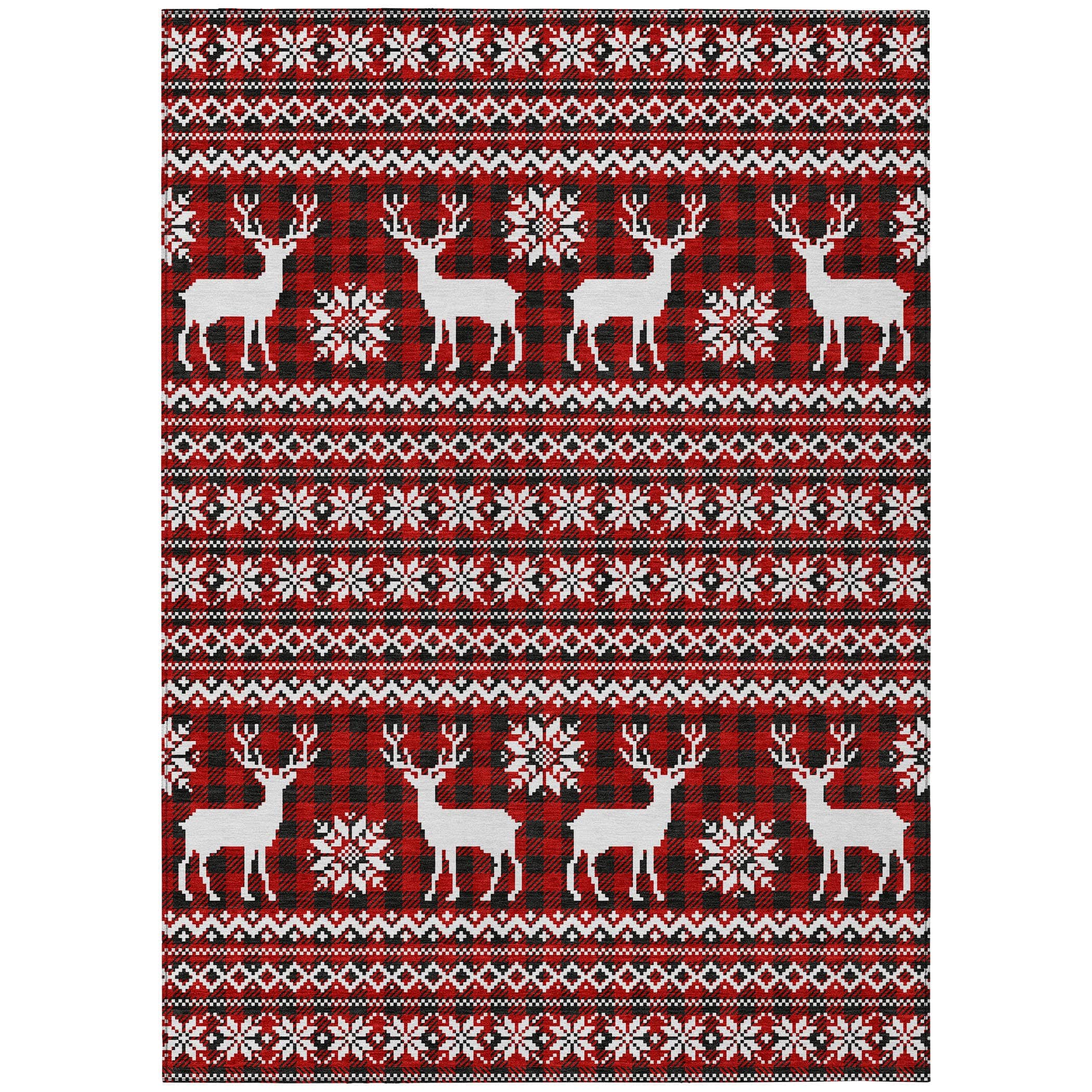 Luxury Machine Washable Indoor/Outdoor Holiday WN28 Red Rug 2'6" x 3'10" #shape_Rectangle