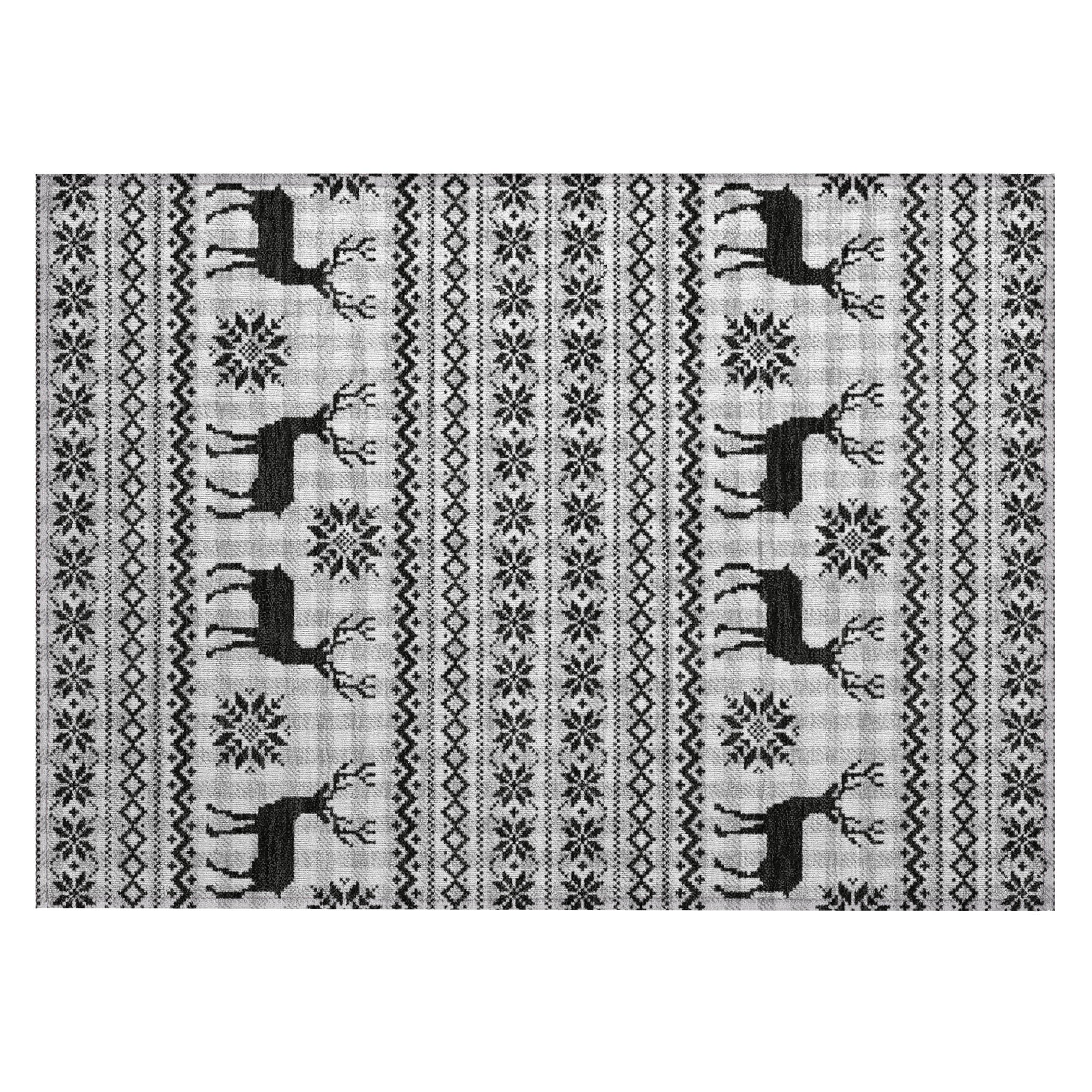 Luxury Machine Washable Indoor/Outdoor Holiday WN28 Silver Gray Rug 1'8" x 2'6" #shape_Rectangle