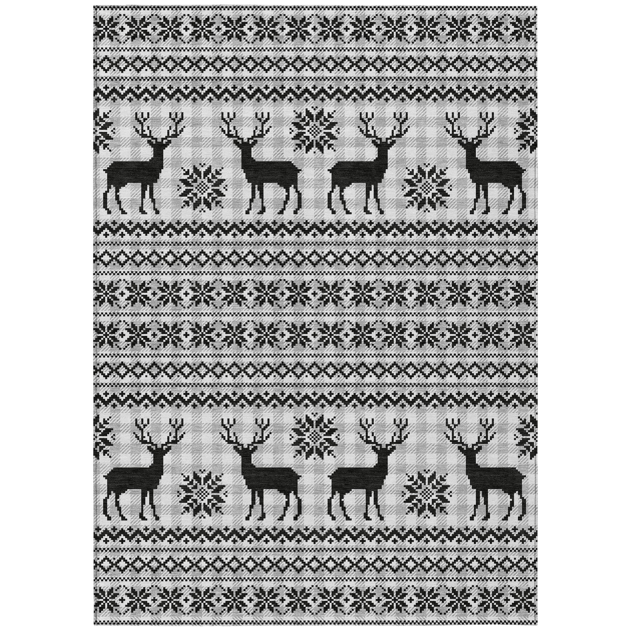 Luxury Machine Washable Indoor/Outdoor Holiday WN28 Silver Gray Rug 2'6" x 3'10" #shape_Rectangle