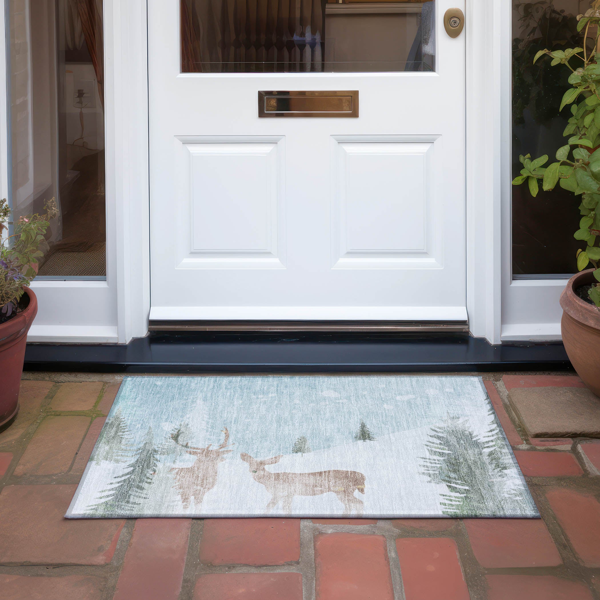 Luxury Machine Washable Indoor/Outdoor Holiday WN29 Sky Blue Rug 1'8" x 2'6" #shape_Rectangle