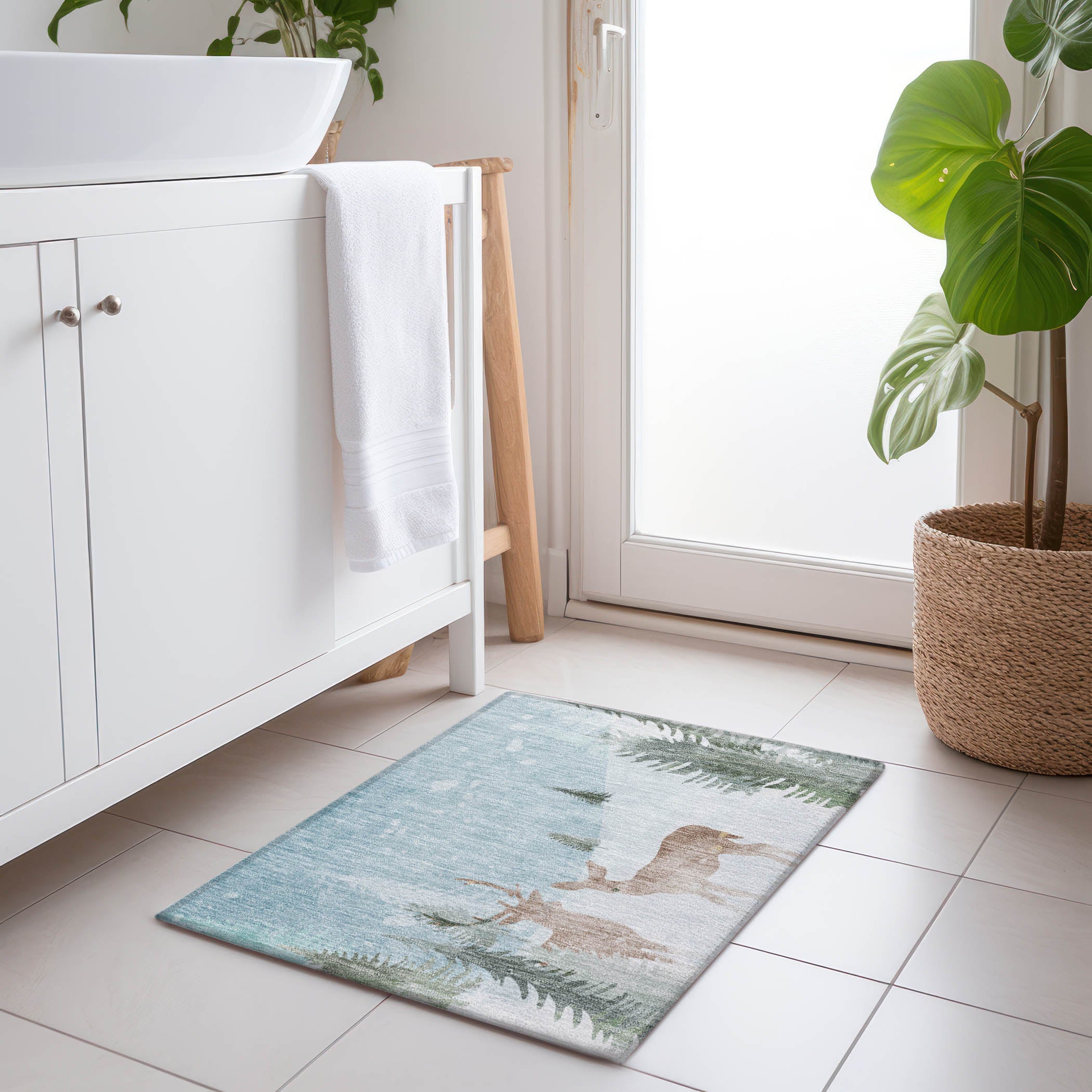 Luxury Machine Washable Indoor/Outdoor Holiday WN29 Sky Blue Rug 1'8" x 2'6" #shape_Rectangle