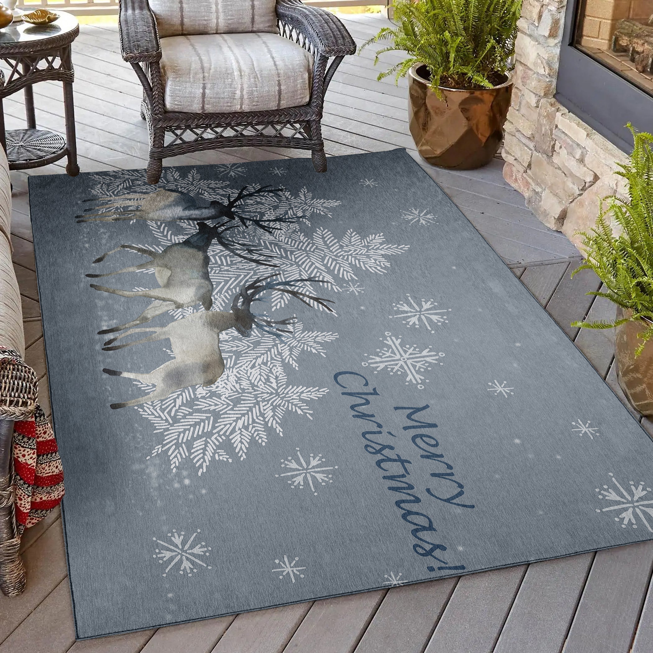 Luxury Machine Washable Indoor/Outdoor Holiday WN2 Gray Rug 2'6" x 3'10" #shape_Rectangle