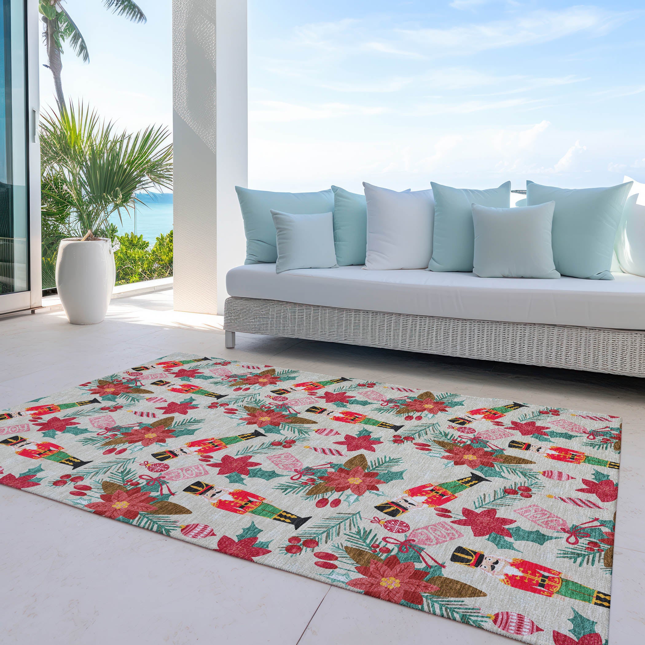 Luxury Machine Washable Indoor/Outdoor Holiday WN30 Beige Ivory Rug 2'6" x 3'10" #shape_Rectangle