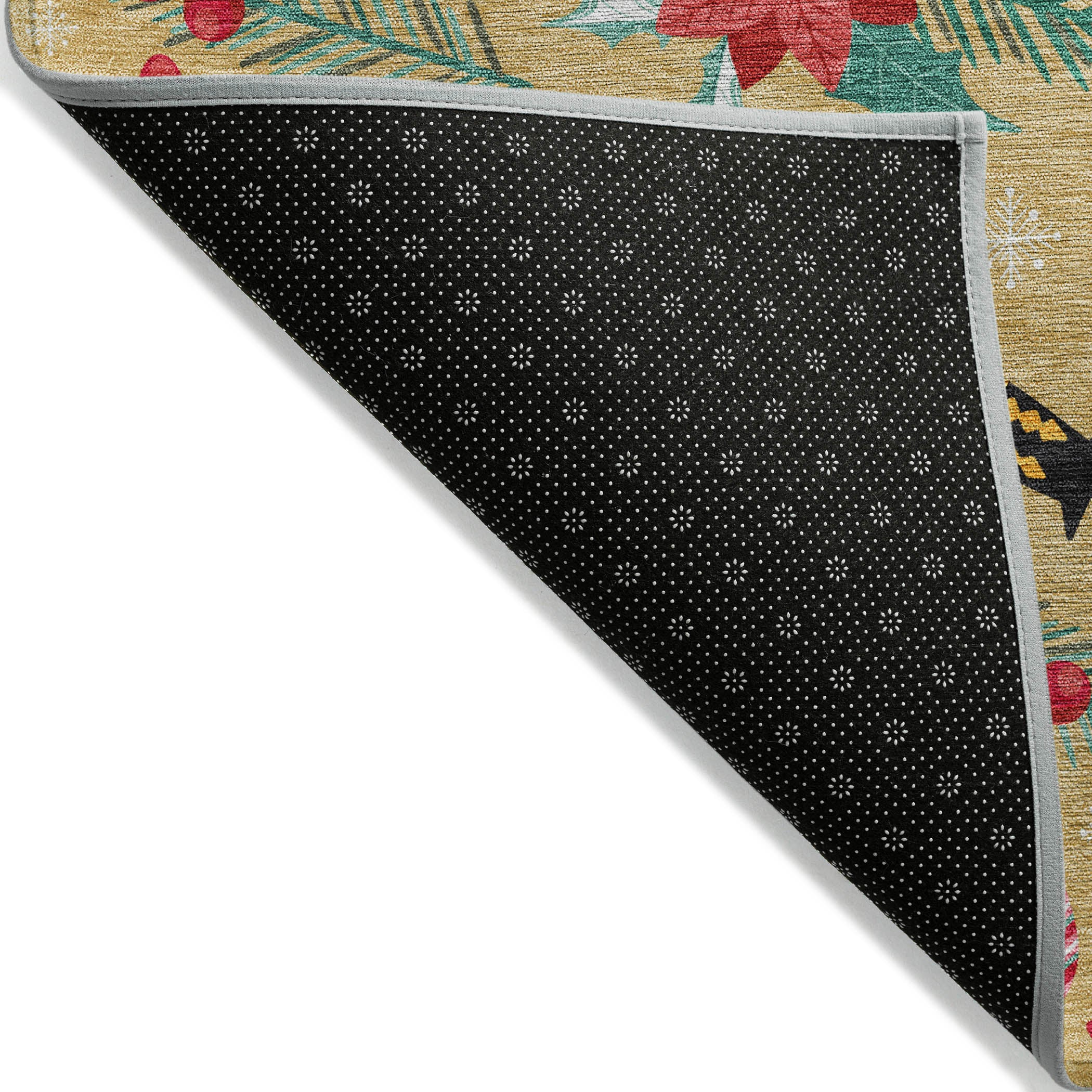 Luxury Machine Washable Indoor/Outdoor Holiday WN30 Gold Rug 1'8" x 2'6" #shape_Rectangle