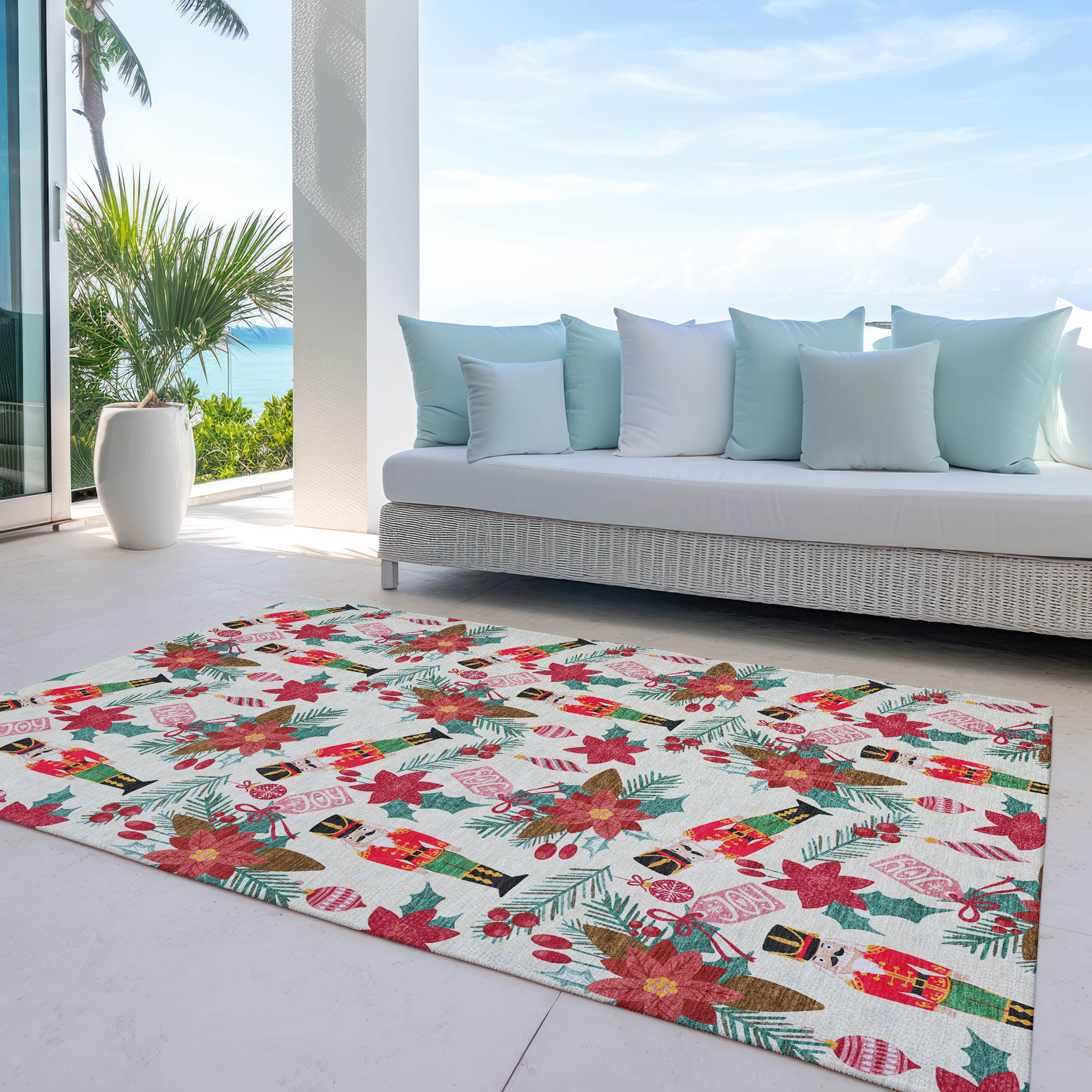 Luxury Machine Washable Indoor/Outdoor Holiday WN30 Ivory Rug 2'6" x 3'10" #shape_Rectangle