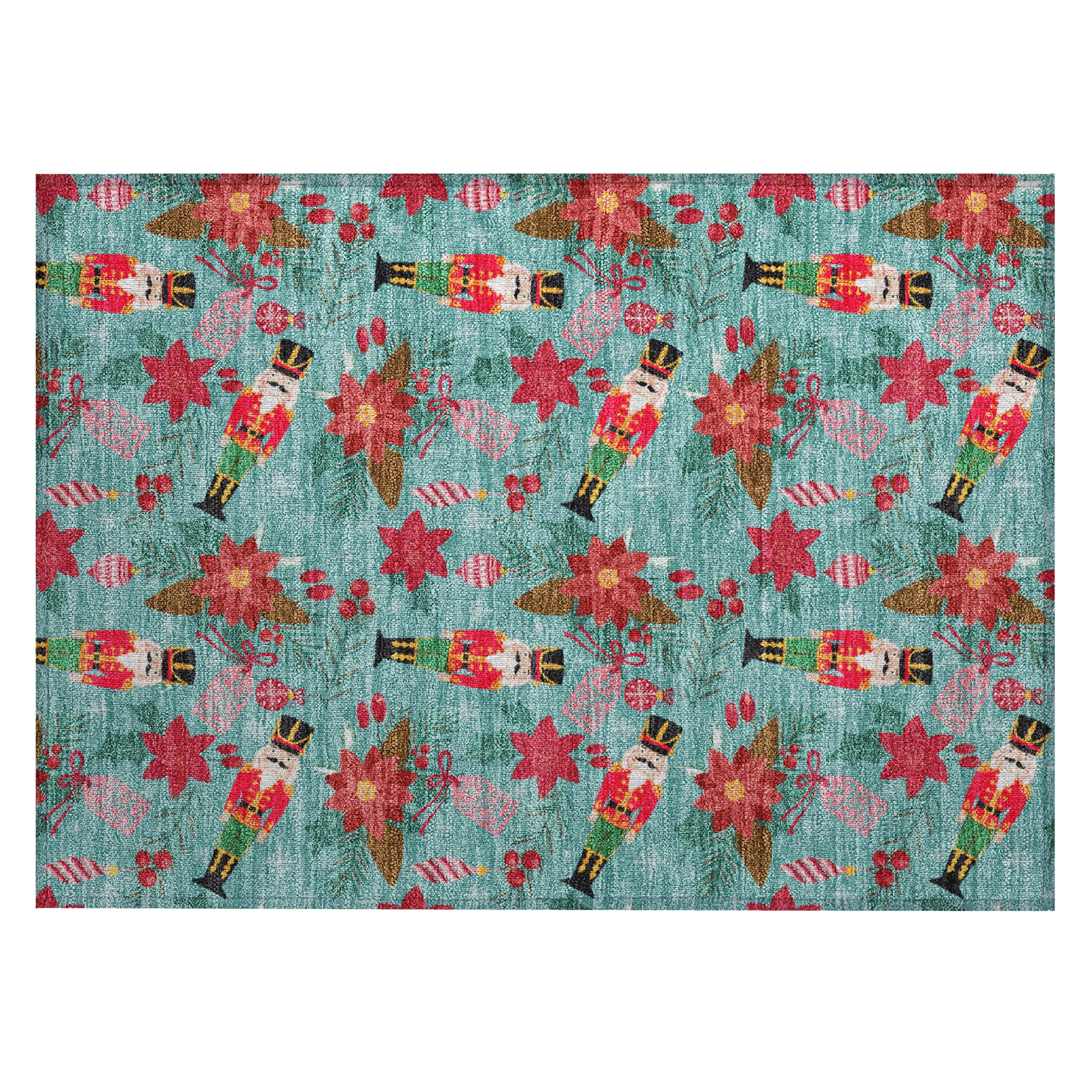 Luxury Machine Washable Indoor/Outdoor Holiday WN30 Teal Rug 1'8" x 2'6" #shape_Rectangle