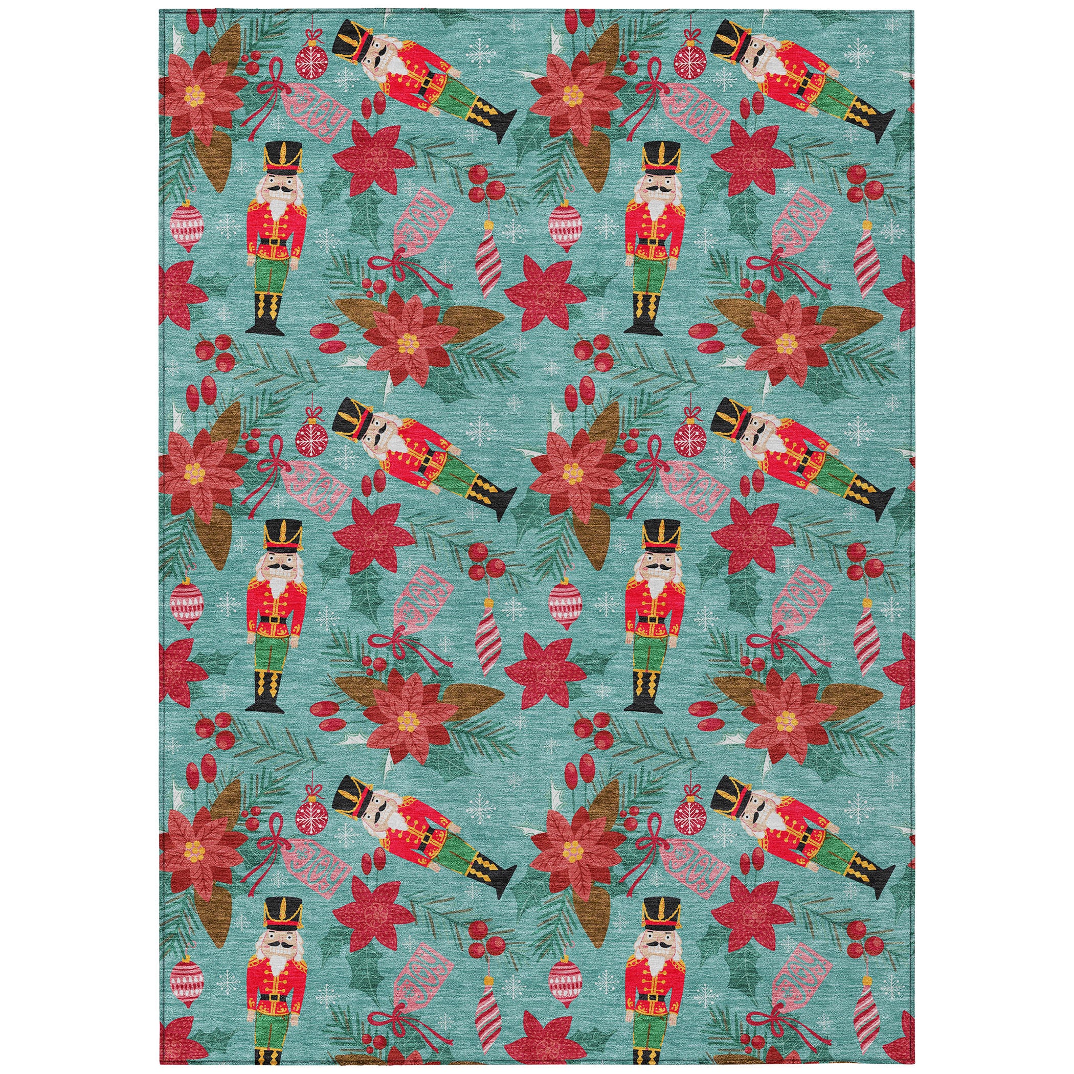 Luxury Machine Washable Indoor/Outdoor Holiday WN30 Teal Rug 2'6" x 3'10" #shape_Rectangle