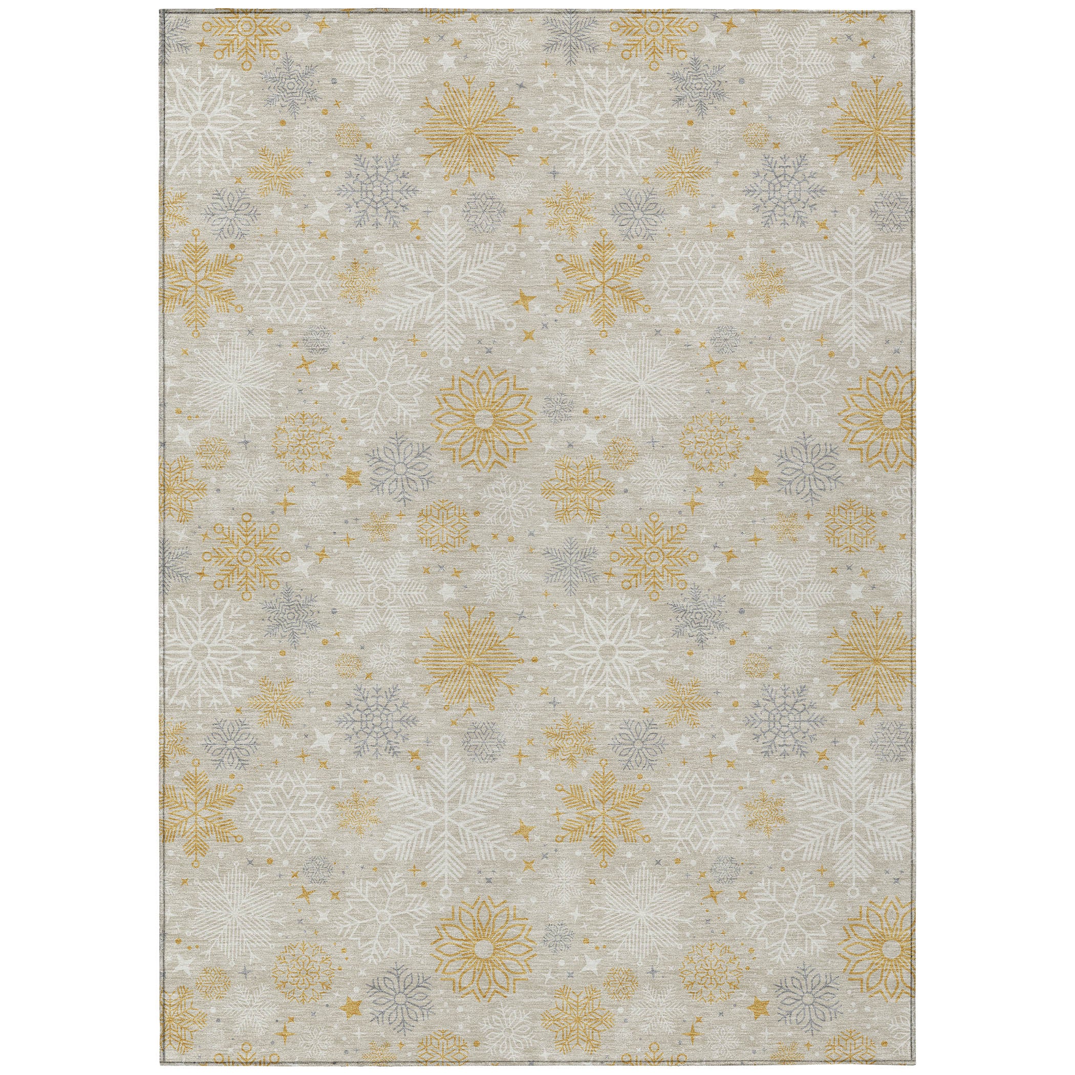 Luxury Machine Washable Indoor/Outdoor Holiday WN31 Beige Ivory Rug 2'6" x 3'10" #shape_Rectangle