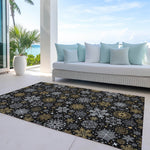 Luxury Machine Washable Indoor/Outdoor Holiday WN31 Black Rug 2'6" x 3'10" #shape_Rectangle