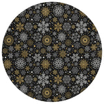 Luxury Machine Washable Indoor/Outdoor Holiday WN31 Black Rug 8' x 8' #shape_Round