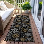 Luxury Machine Washable Indoor/Outdoor Holiday WN31 Black Rug 2'3" x 7'6" #shape_Runner