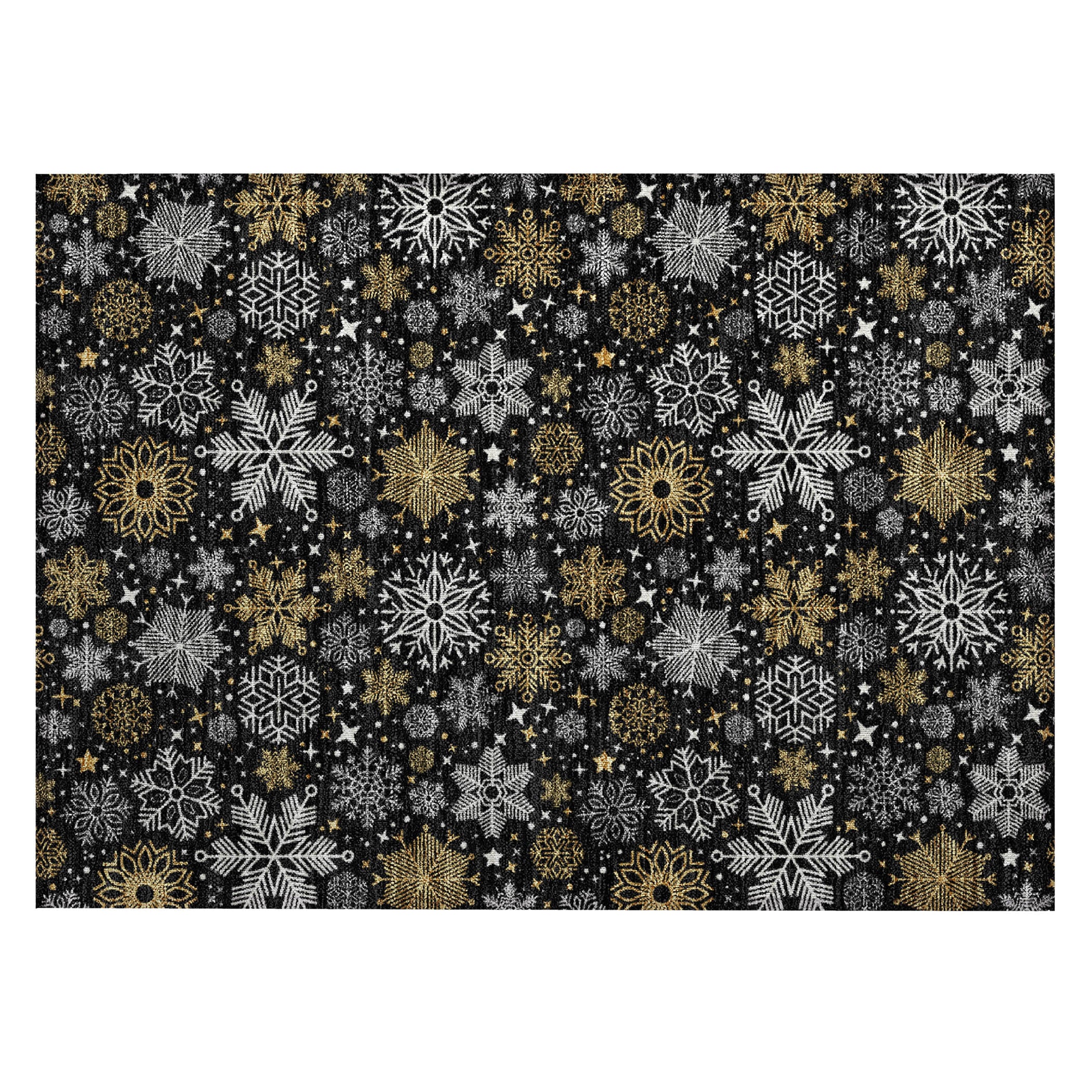 Luxury Machine Washable Indoor/Outdoor Holiday WN31 Black Rug 1'8" x 2'6" #shape_Rectangle
