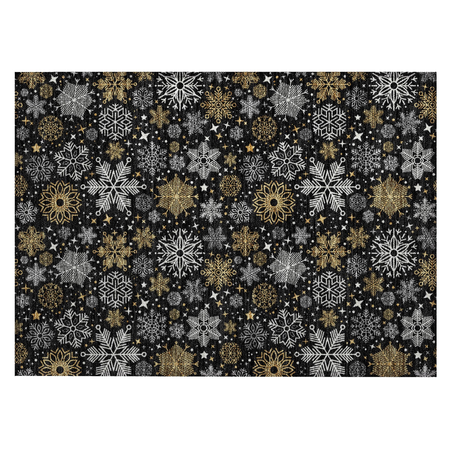 Luxury Machine Washable Indoor/Outdoor Holiday WN31 Black Rug 1'8" x 2'6" #shape_Rectangle