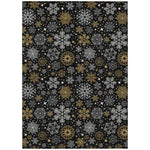 Luxury Machine Washable Indoor/Outdoor Holiday WN31 Black Rug 2'6" x 3'10" #shape_Rectangle