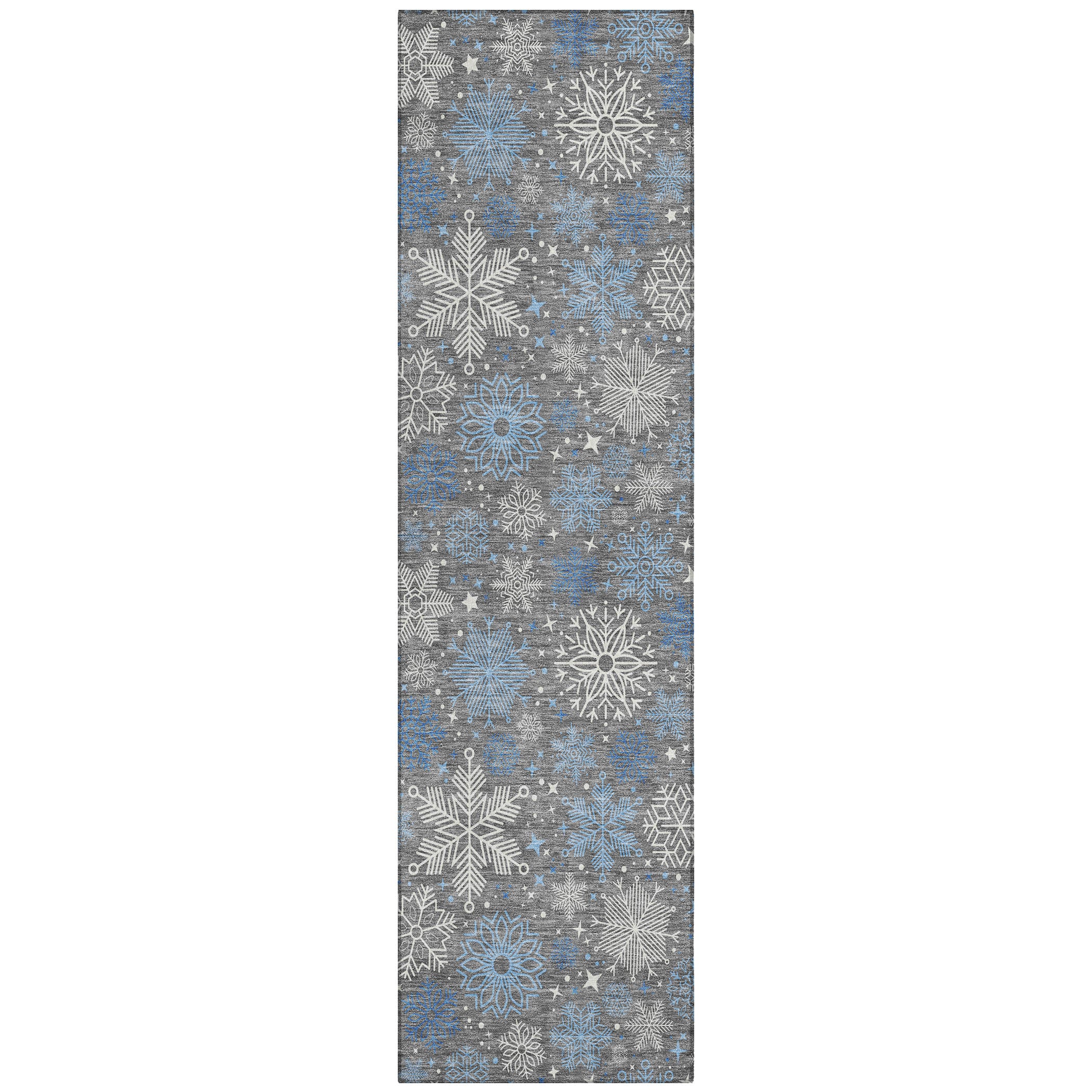Luxury Machine Washable Indoor/Outdoor Holiday WN31 Gray Rug 2'3" x 7'6" #shape_Runner