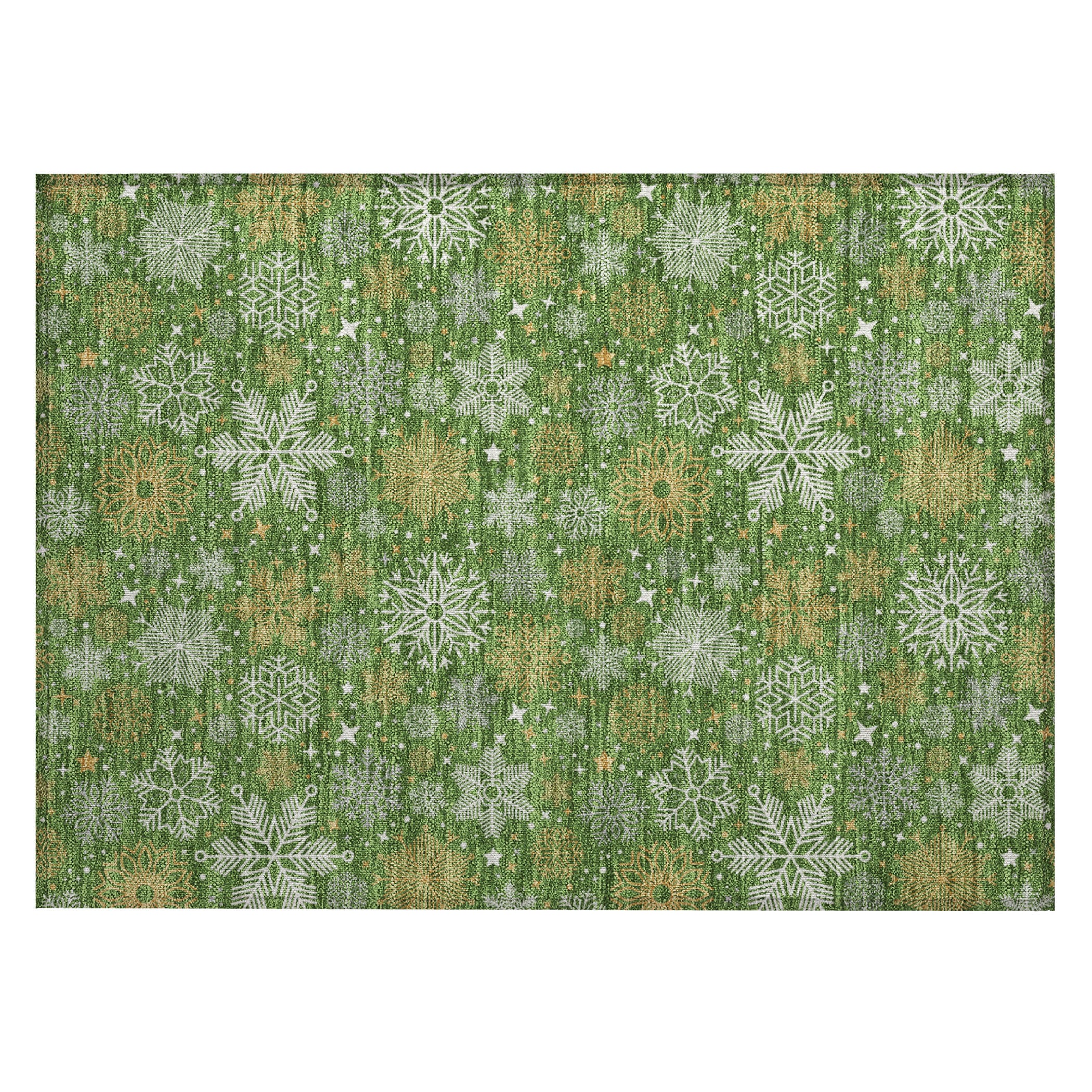 Luxury Machine Washable Indoor/Outdoor Holiday WN31 Green Rug 1'8" x 2'6" #shape_Rectangle